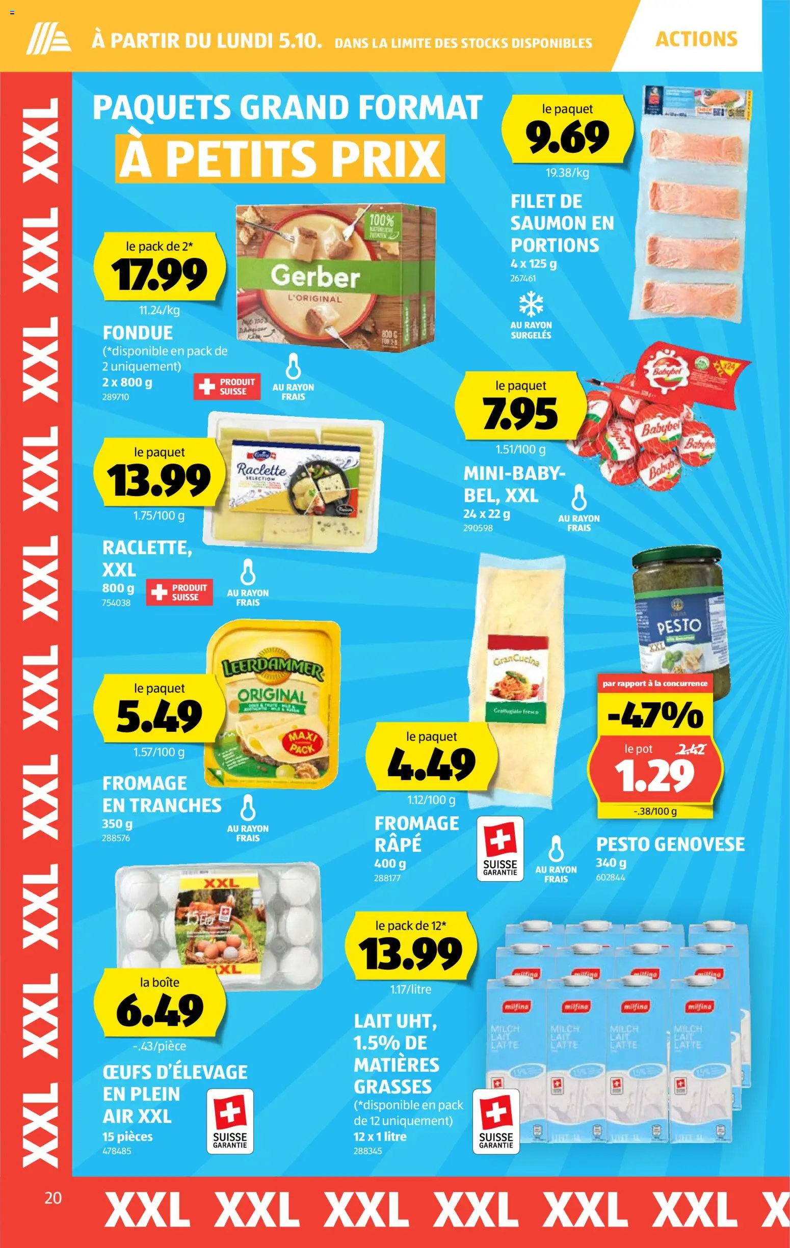 Aldi aktionen FR – gültig ab 01.10.2026 | Seite: 20 | Produkte: Milch, Raclette, Fondue