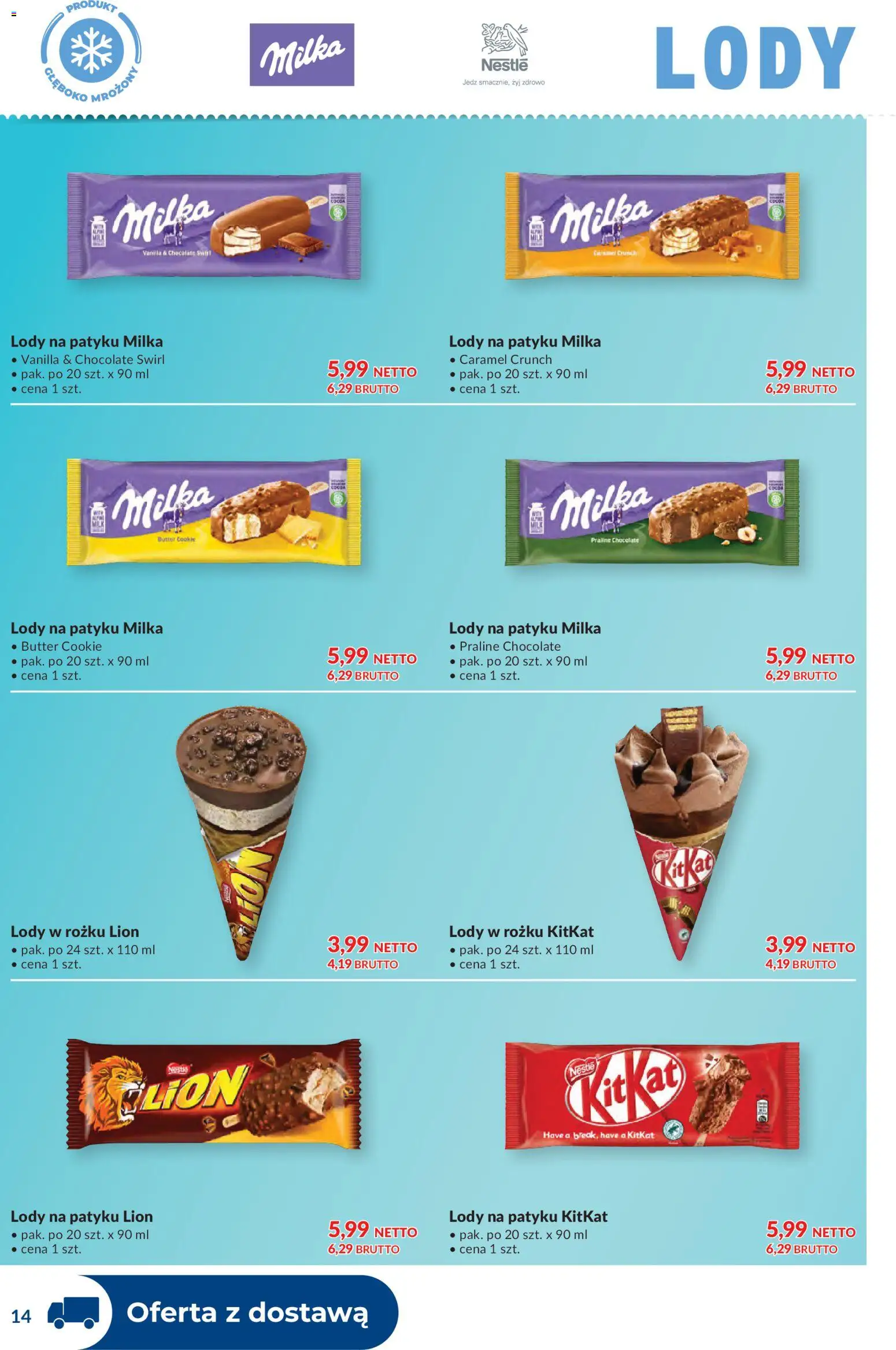Makro gazetka - Dystrybucja do sklepów od 09.06.2026 | Strona: 14 | Produkty: Milka, Lody na patyku, Lody