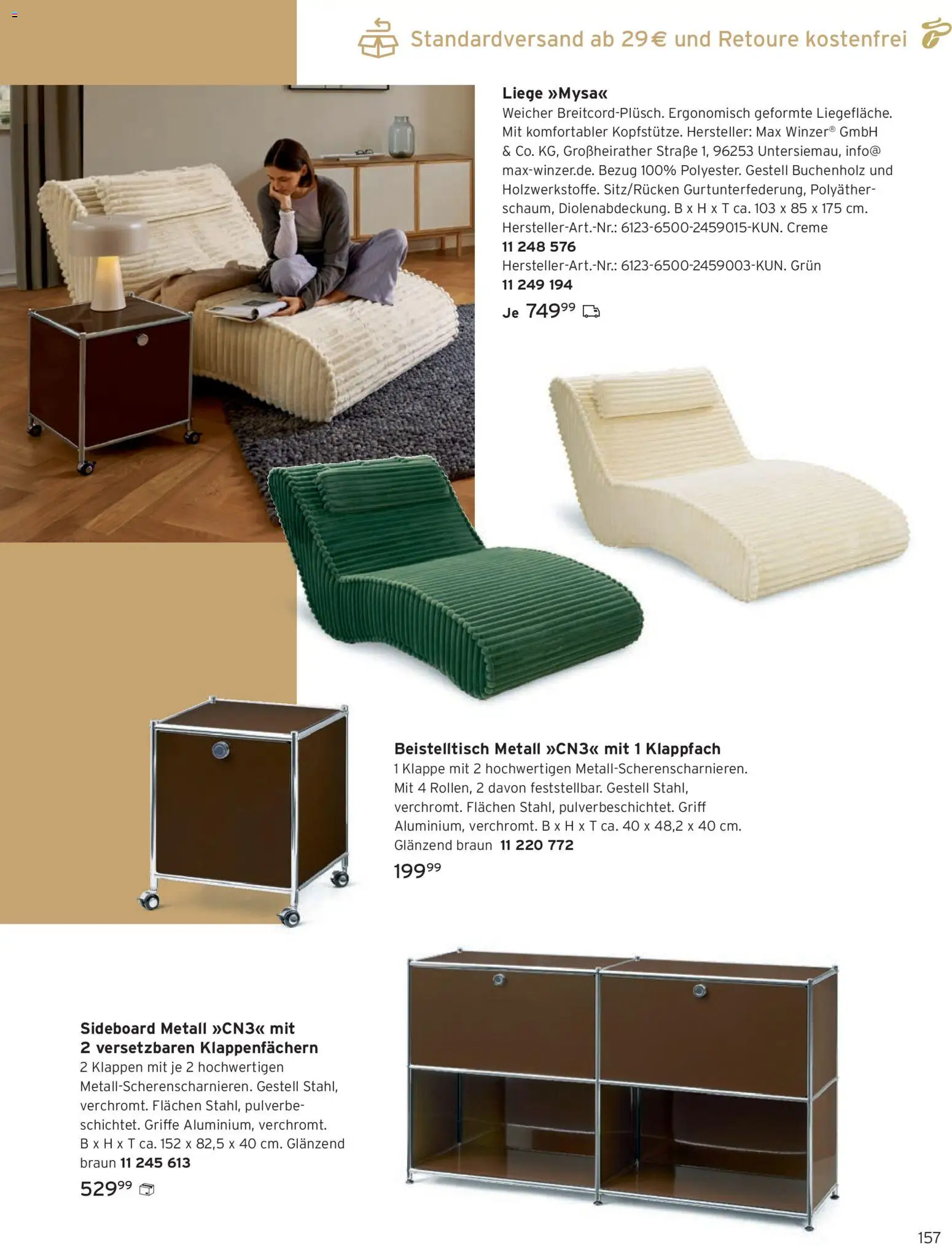 Angebote Tchibo – gültig ab 08.10.2026 | Seite: 157 | Produkte: Sideboard, Beistelltisch, Liege, Creme