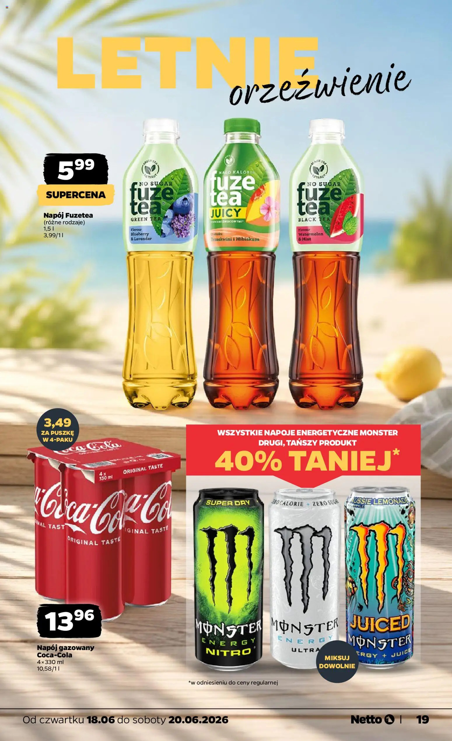 Netto gazetka od czwartku spożywcza od 18.06.2026 | Strona: 19 | Produkty: Napoje