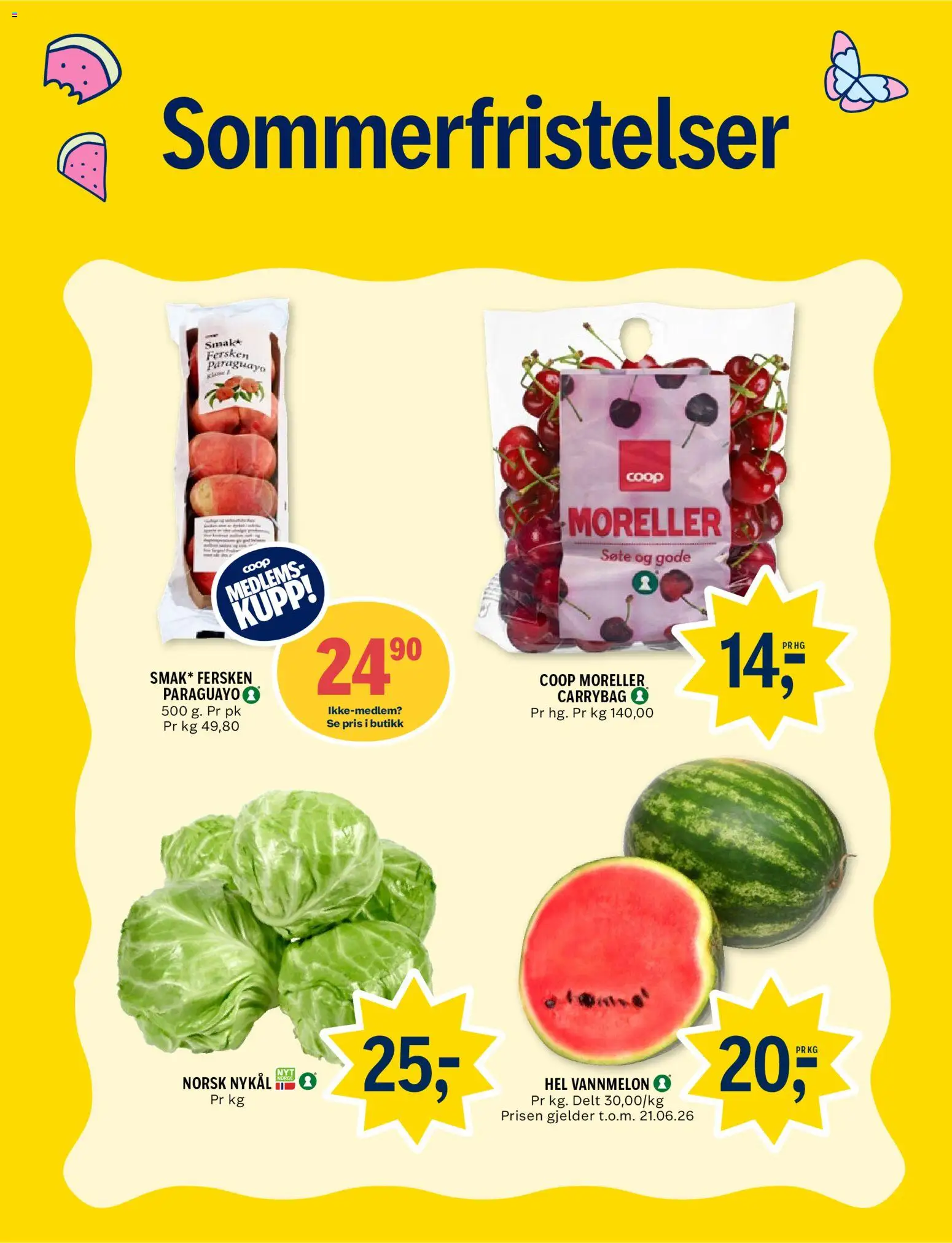 {H1} | Side: 7 | Produkter: Moreller, Fersken, Vannmelon