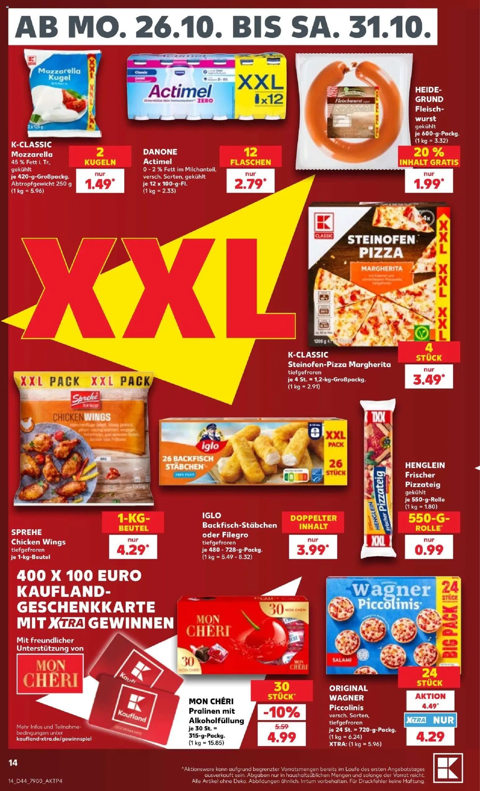 Kaufland Prospekt Völklingen – gültig ab 26.10.2026 | Seite: 14 | Produkte: Wurst, Pizza, Fleisch, Mon cheri