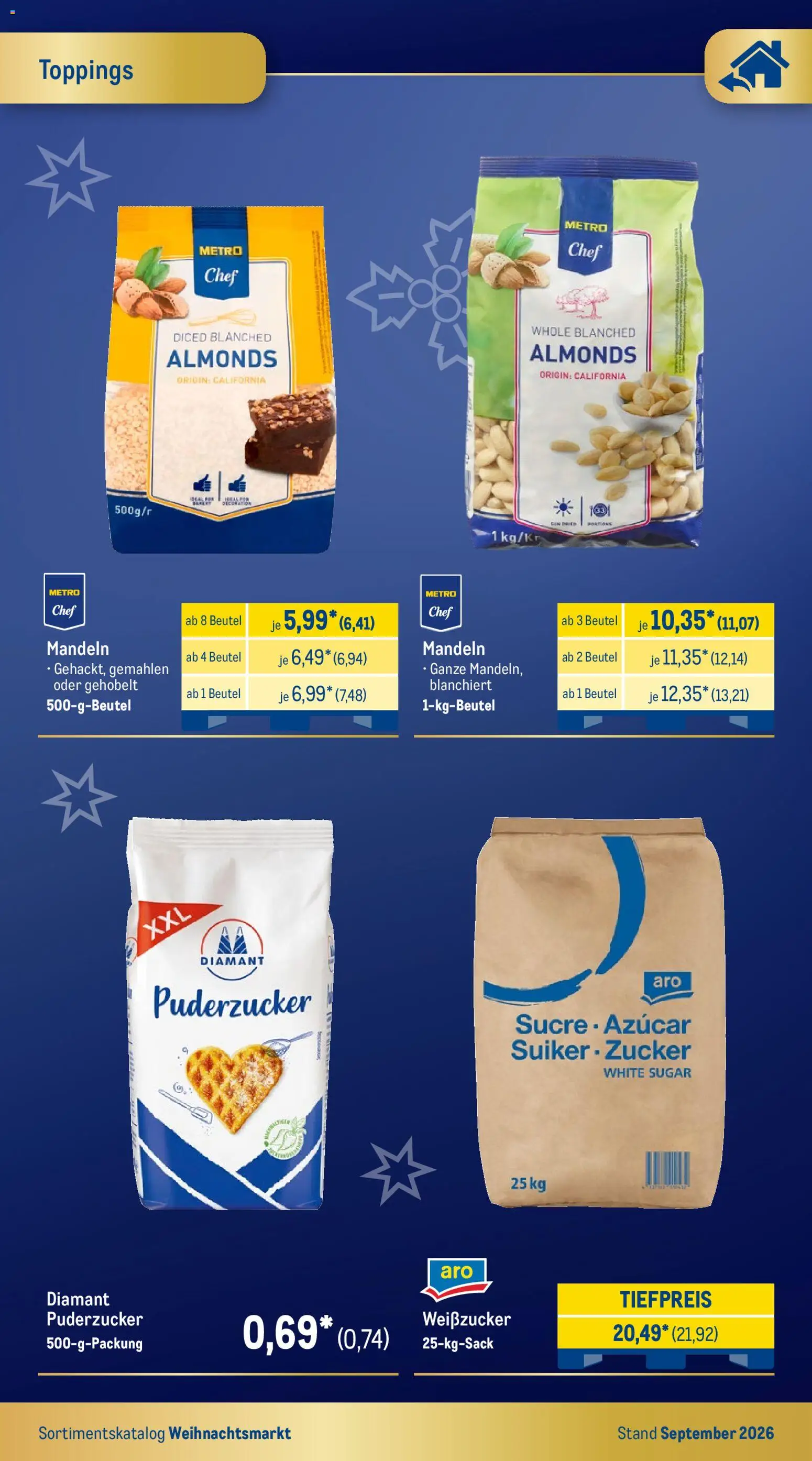 Metro Weihnachtsmarkt – gültig ab 01.09.2026 | Seite: 6 | Produkte: Mandeln, Zucker