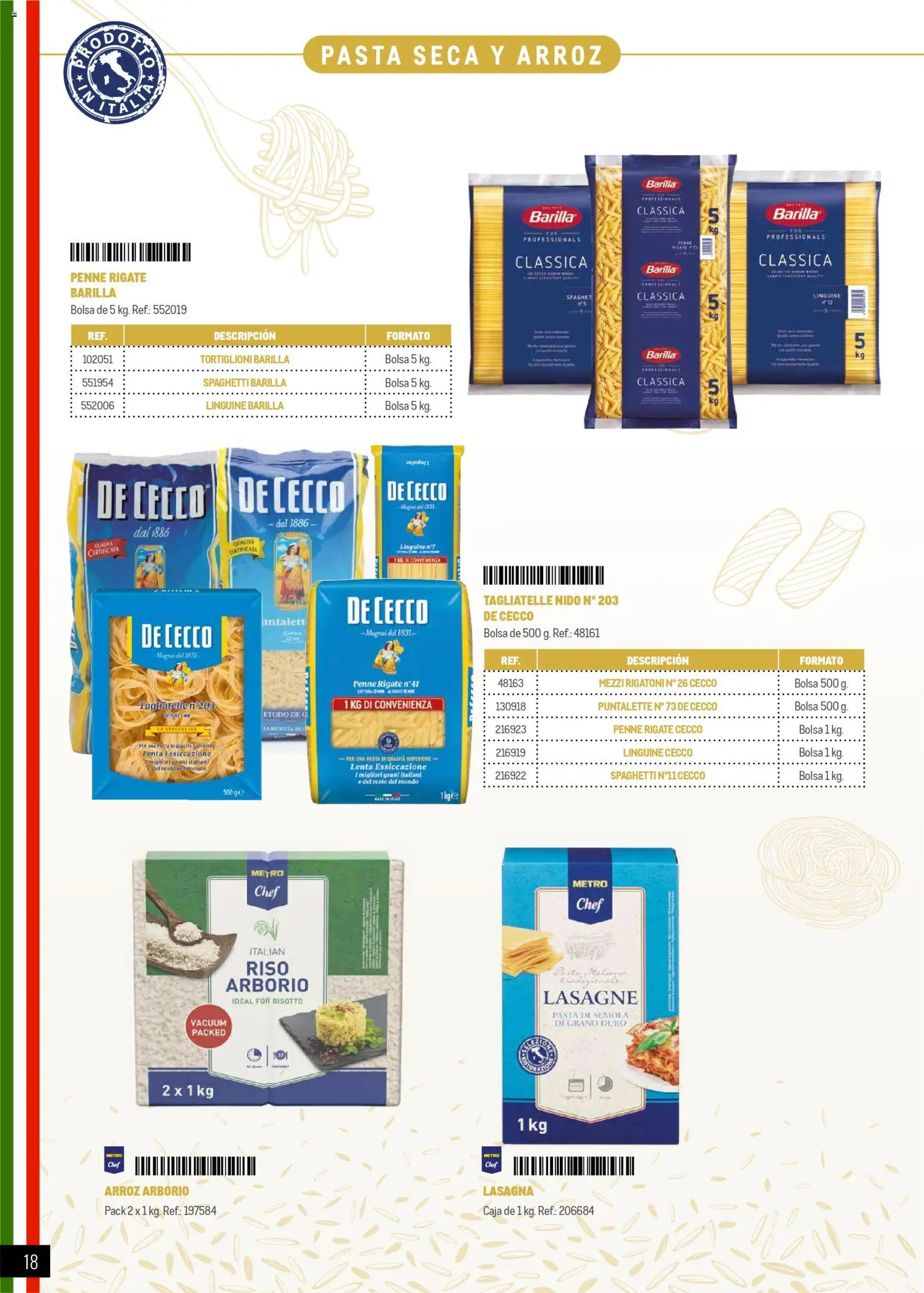 Makro Restaurantes italianos Norte │ válido desde el 27.03.2026 | Página: 18 | Productos: Arroz, Pasta, Bolsa, Δαχτυλίδι φωτός