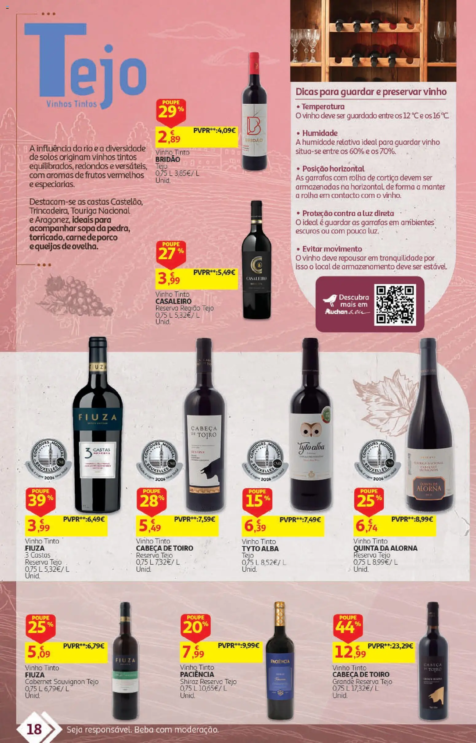 Auchan folheto - Vinhos │ válido de 22/09/2026 | Página: 18 | Produtos: Sopa, Vinho, Carne, Vinho tinto