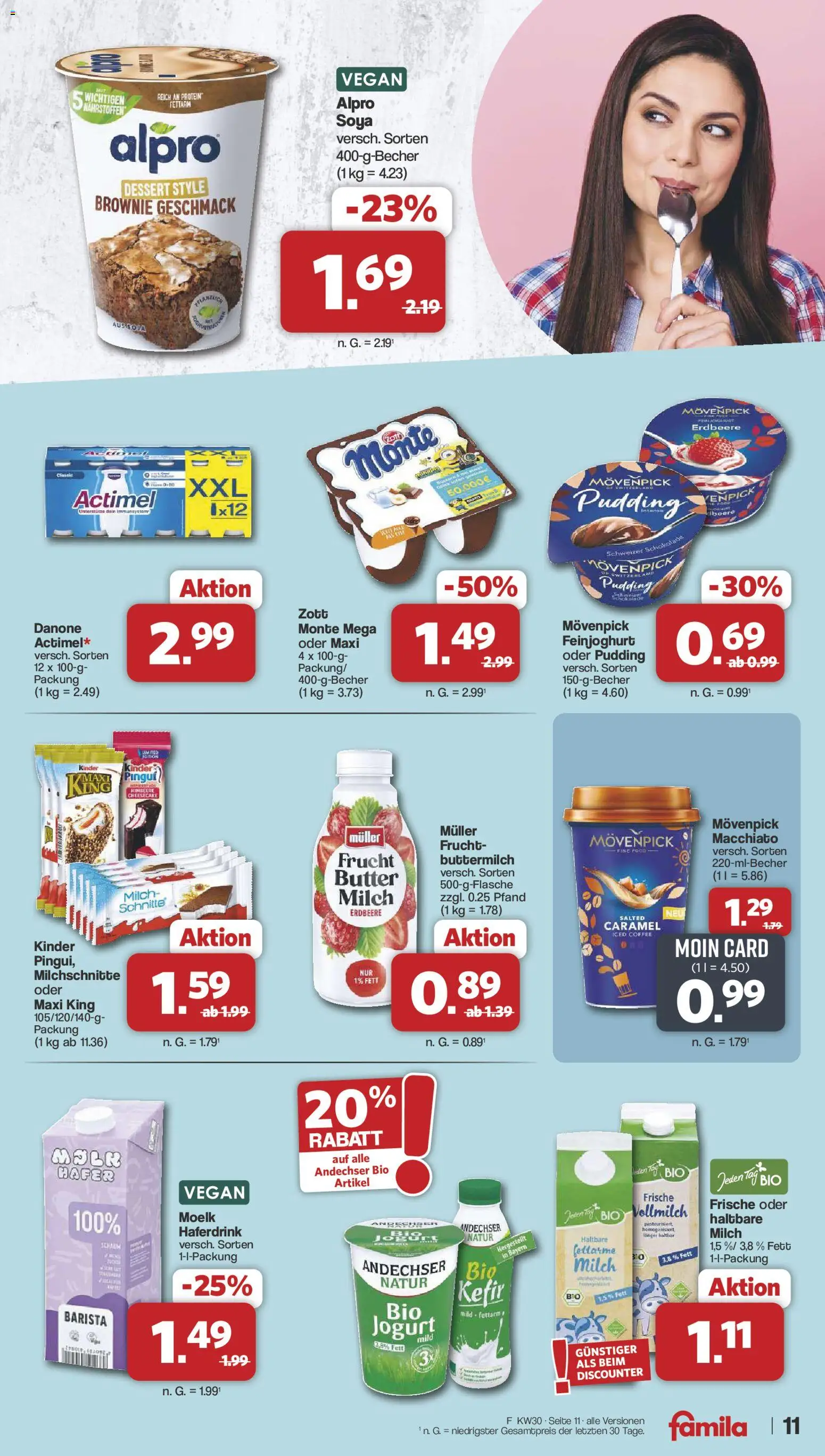 Famila Nordwest Prospekt – gültig ab 20.07.2026 | Seite: 11 | Produkte: Actimel, Kefir, Pudding, Haferdrink