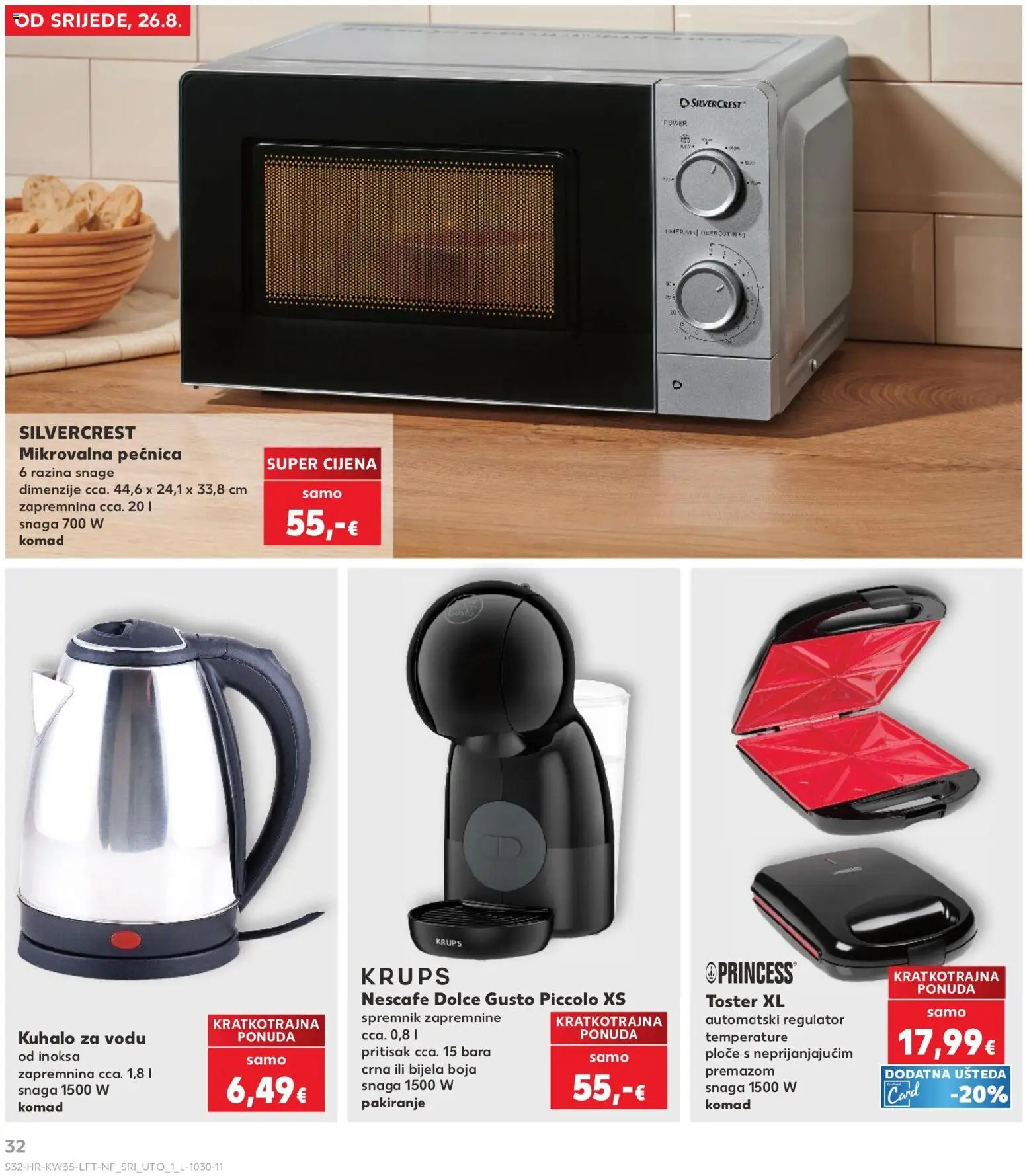 Kaufland HR akciós ujság - amely érvényes a következő dátumtól: 2026.08.26. | Oldal: 32 | Termékek: Dolce Gusto, Nescafé, SilverCrest