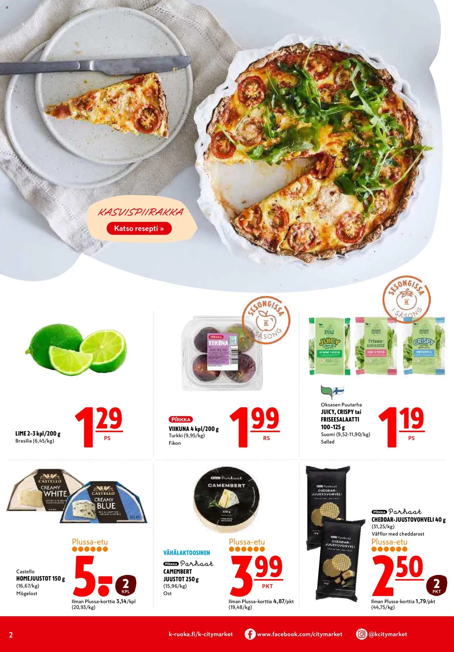 K-Citymarket tarjoukset – voimassa 27/08/2026 alkaen | Sivu: 2 | Tuotteet: Cheddar