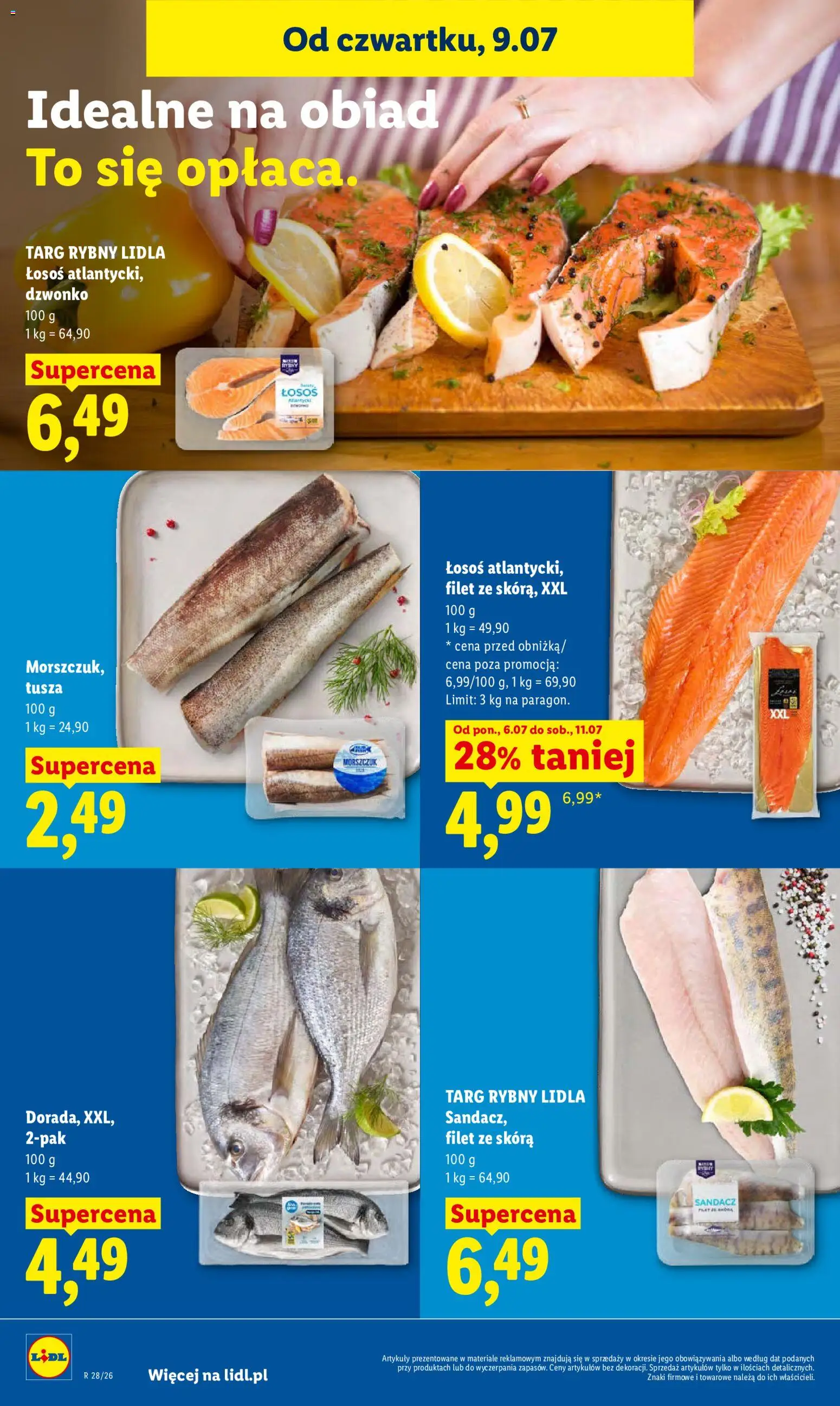 Lidl gazetka od 09.07.2026 | Strona: 62 | Produkty: Sandacz, Łosoś, Morszczuk