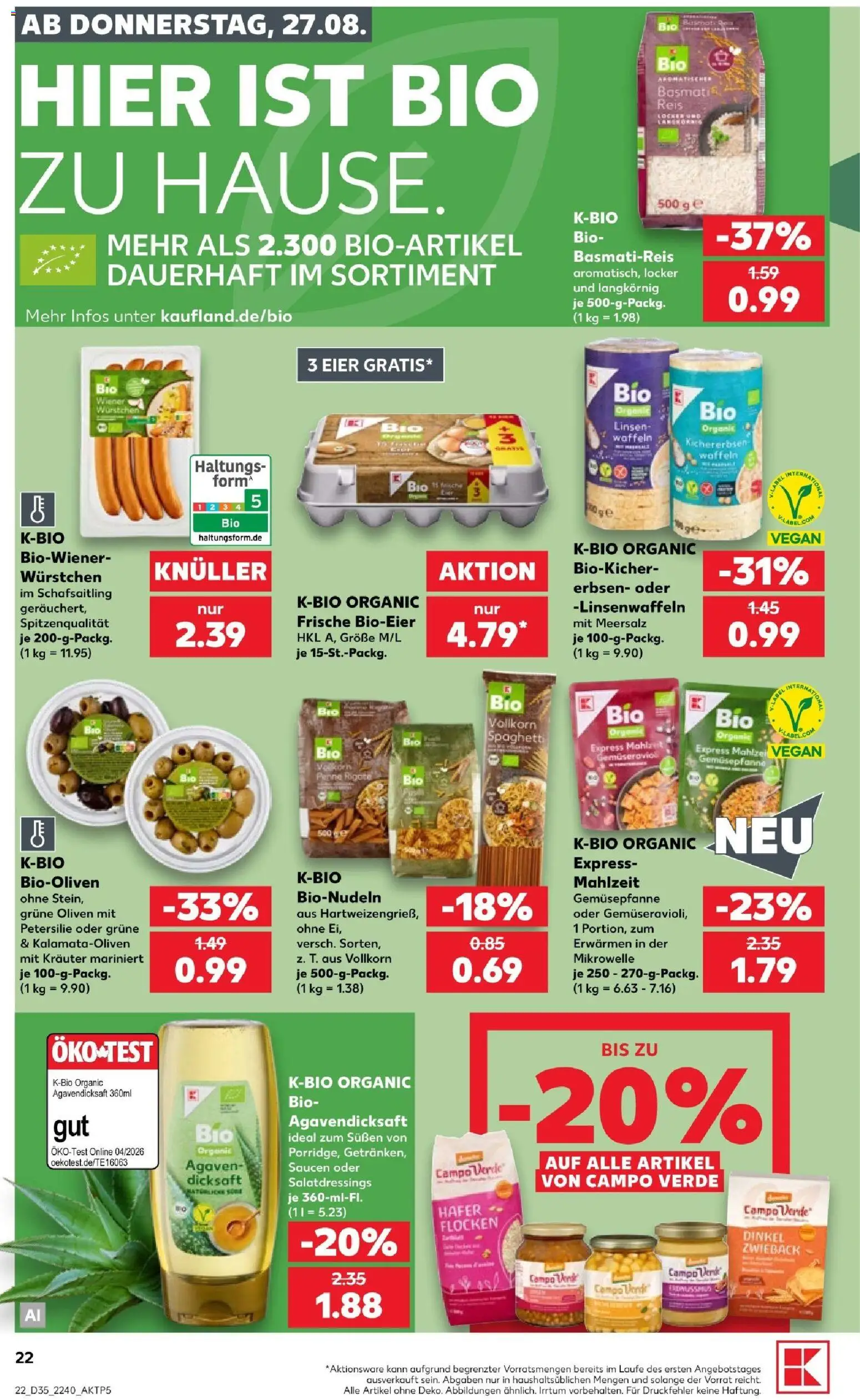 Kaufland Prospekt Stuttgart – gültig ab 27.08.2026 | Seite: 22 | Produkte: Spaghetti, Petersilie, Reis, Erbsen