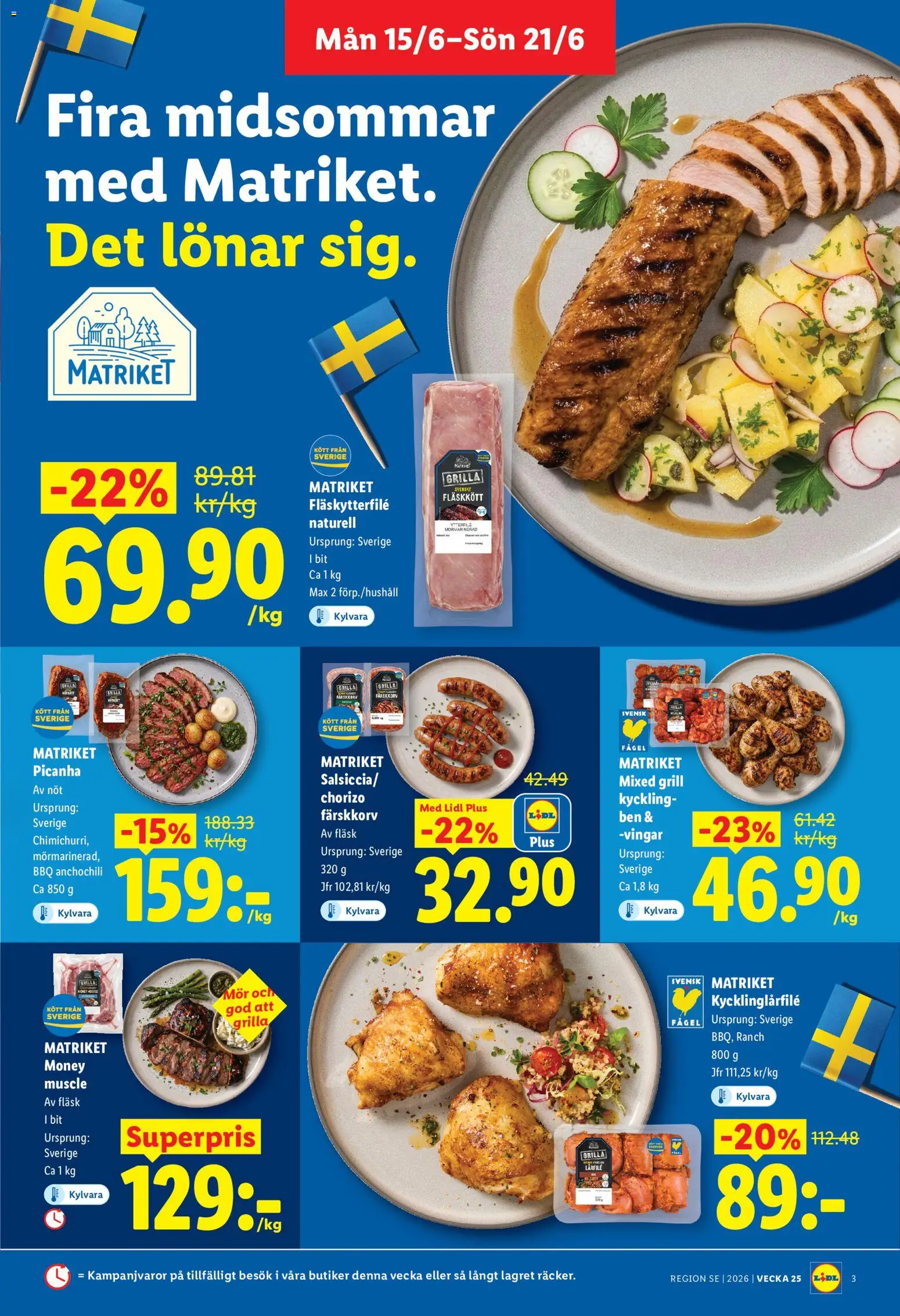 Lidl reklamblad aktuell från 15.06.2026 | Sida: 3 | Produkter: Grill, Fläskytterfilé, Fläsk, Chorizo