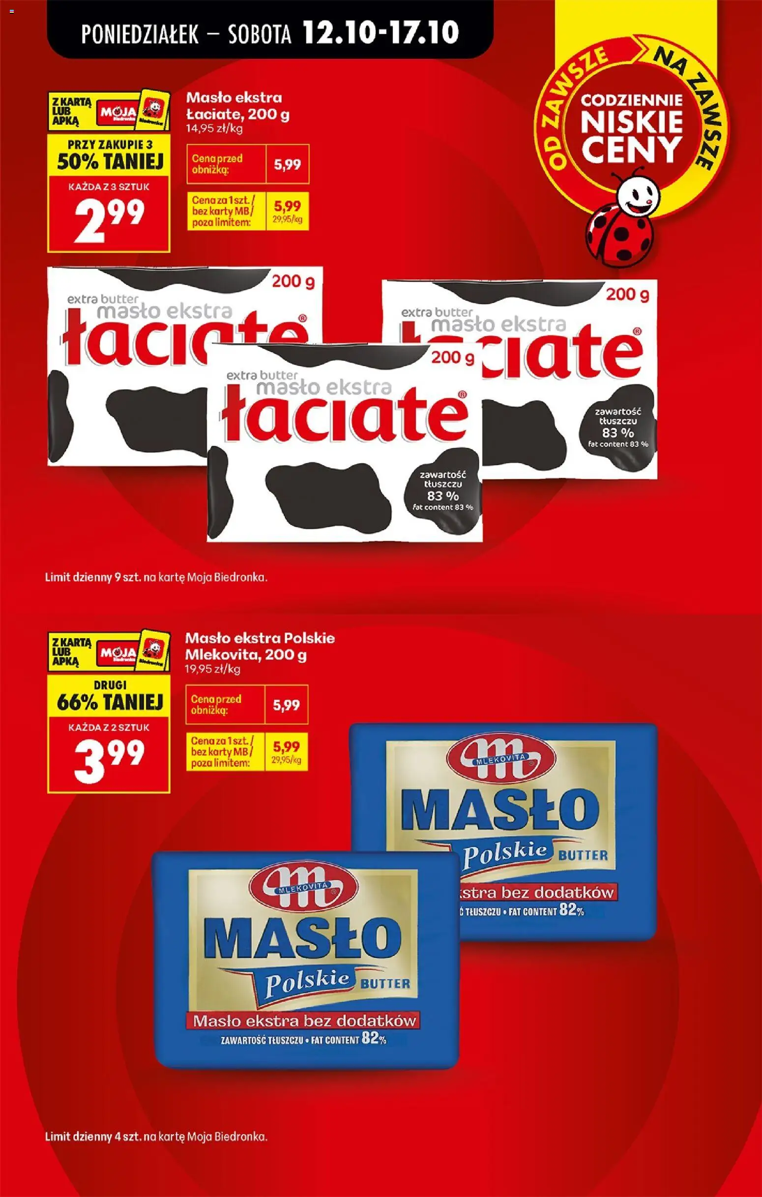 Biedronka Polsko leták - Codziennie niskie ceny od 12.10.2026 | Strana: 7 | Produkty: Máslo, Karty