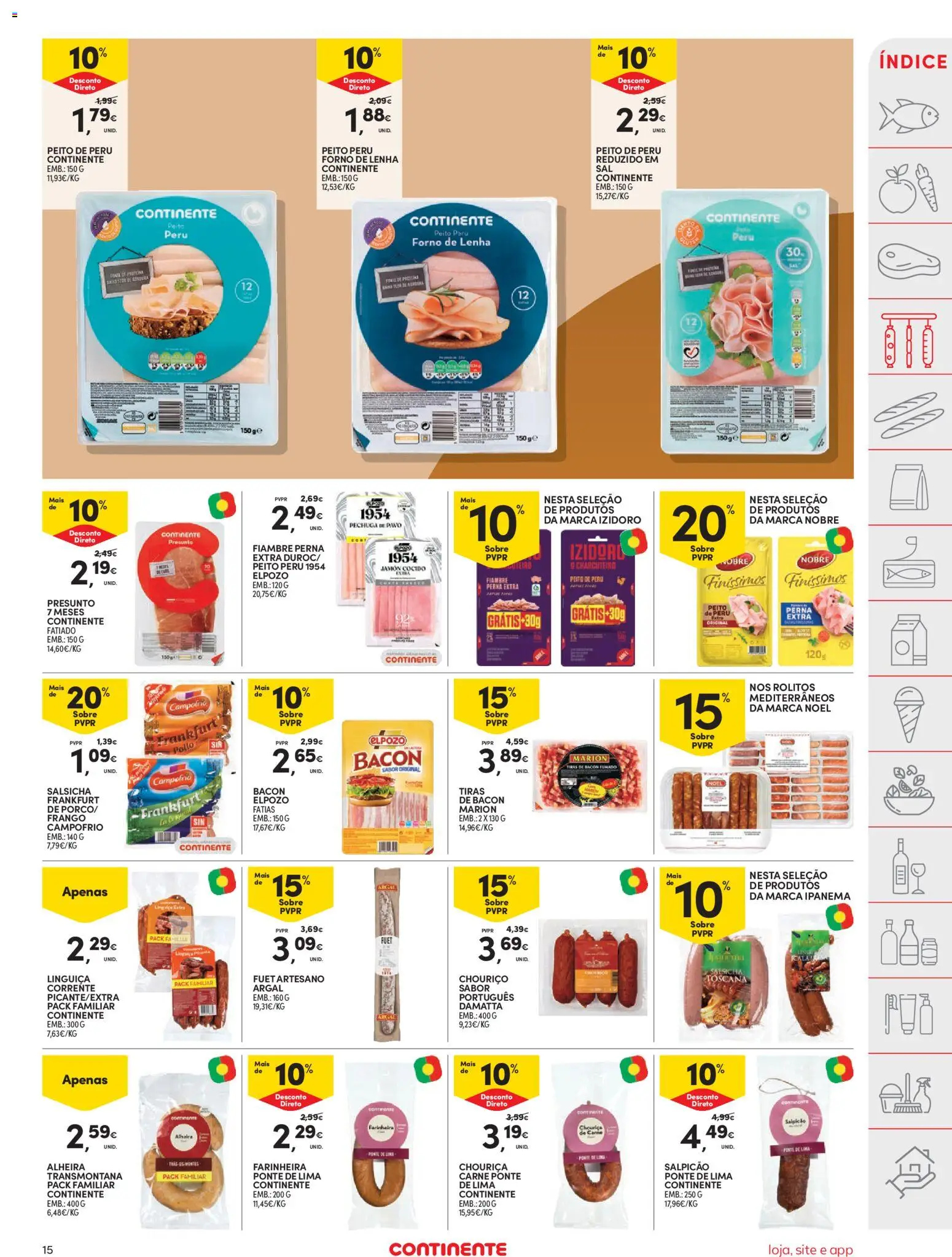 Continente folheto │ válido de 09.06.2026 | Página: 15 | Produtos: Peito de peru, Presunto, Chouriço, Carne