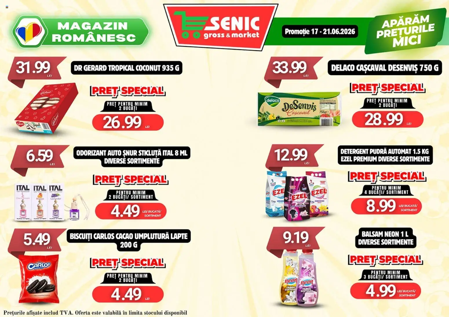 Noul catalog Senic – valabil de la 15.06.2026 | Pagină: 7 | Produse: Cașcaval, Pudră, Balsam, Biscuiți