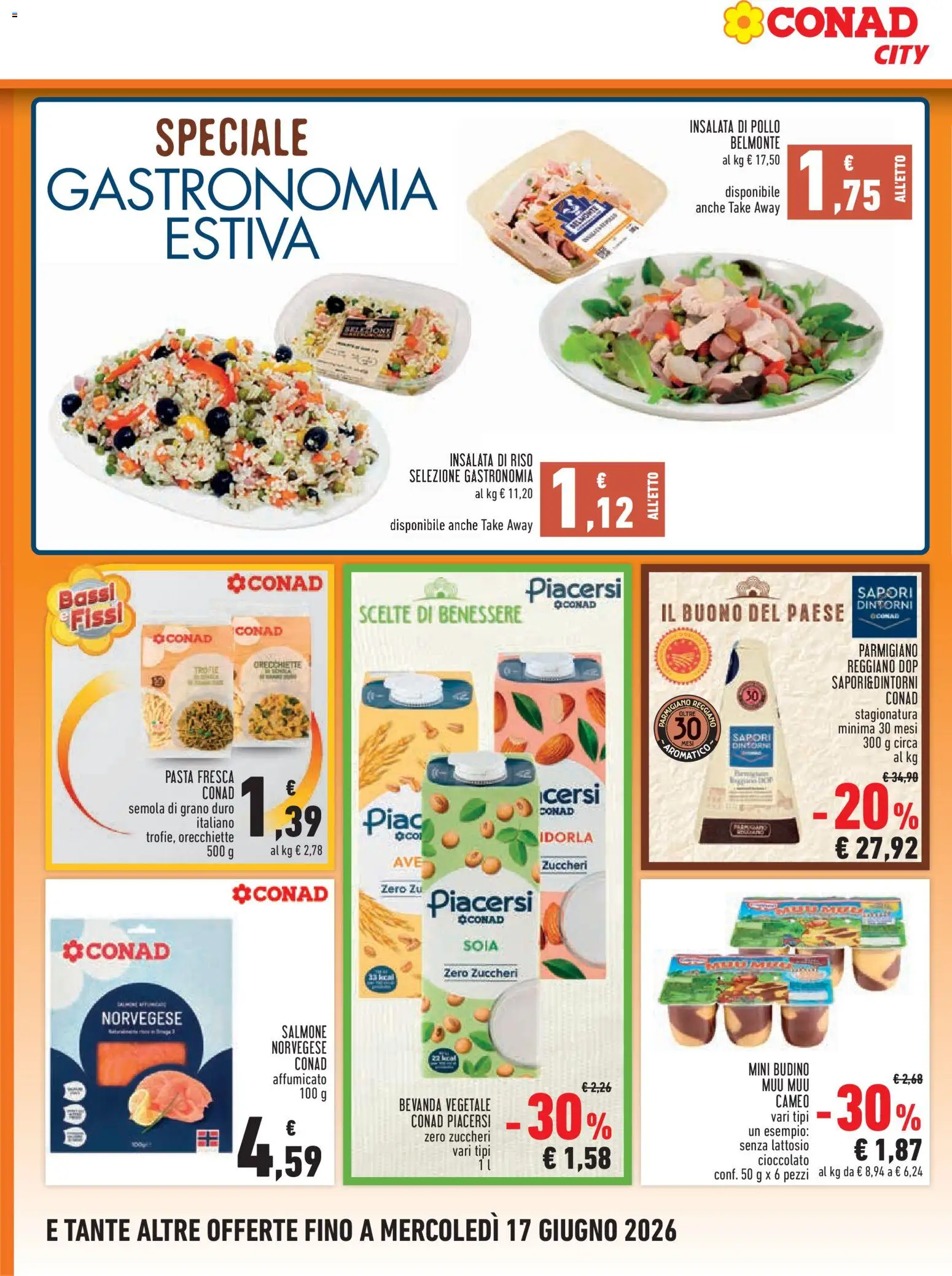 Volantino Conad del 04.06.2026 | Pagina: 10 | Prodotti: Salmone affumicato, Cioccolato, Salmone, Parmigiano reggiano