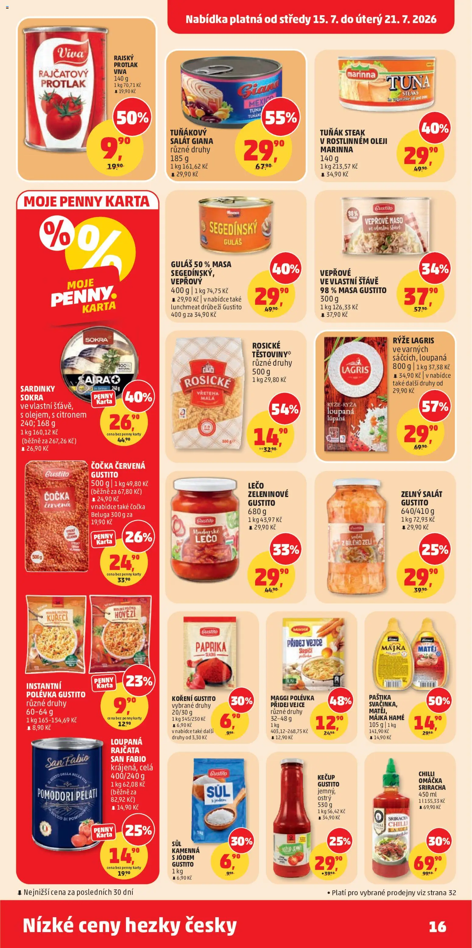 Penny Market leták od 15.07.2026 | Strana: 16 | Produkty: Kečup, Protlak, Paprika, Lečo