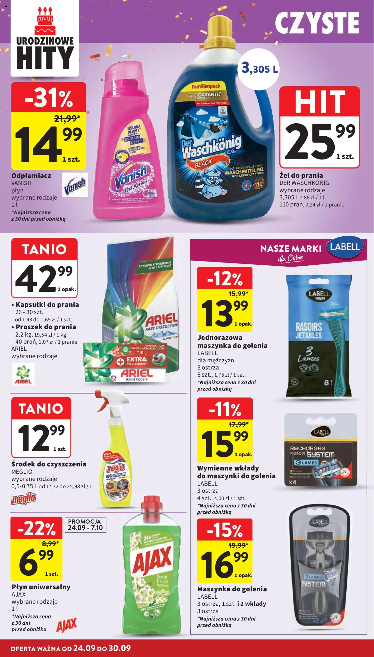 Intermarche gazetka od 24.09.2026 | Strona: 42 | Produkty: Proszek, Maszynka do golenia, Kapsułki do prania, Proszek do prania
