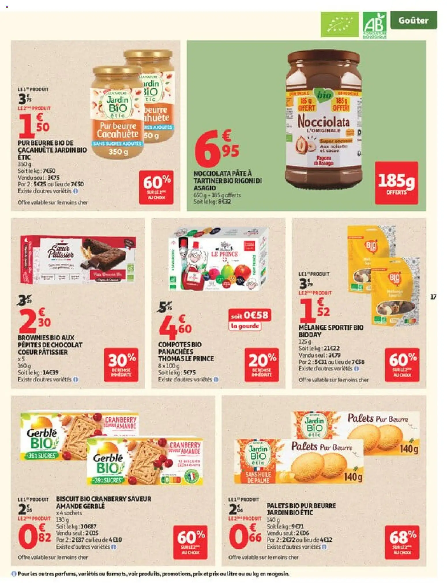 {H1} | Page: 17 | Produits: Cacahuète, Pépites de chocolat, Gourde, Pâte à tartiner