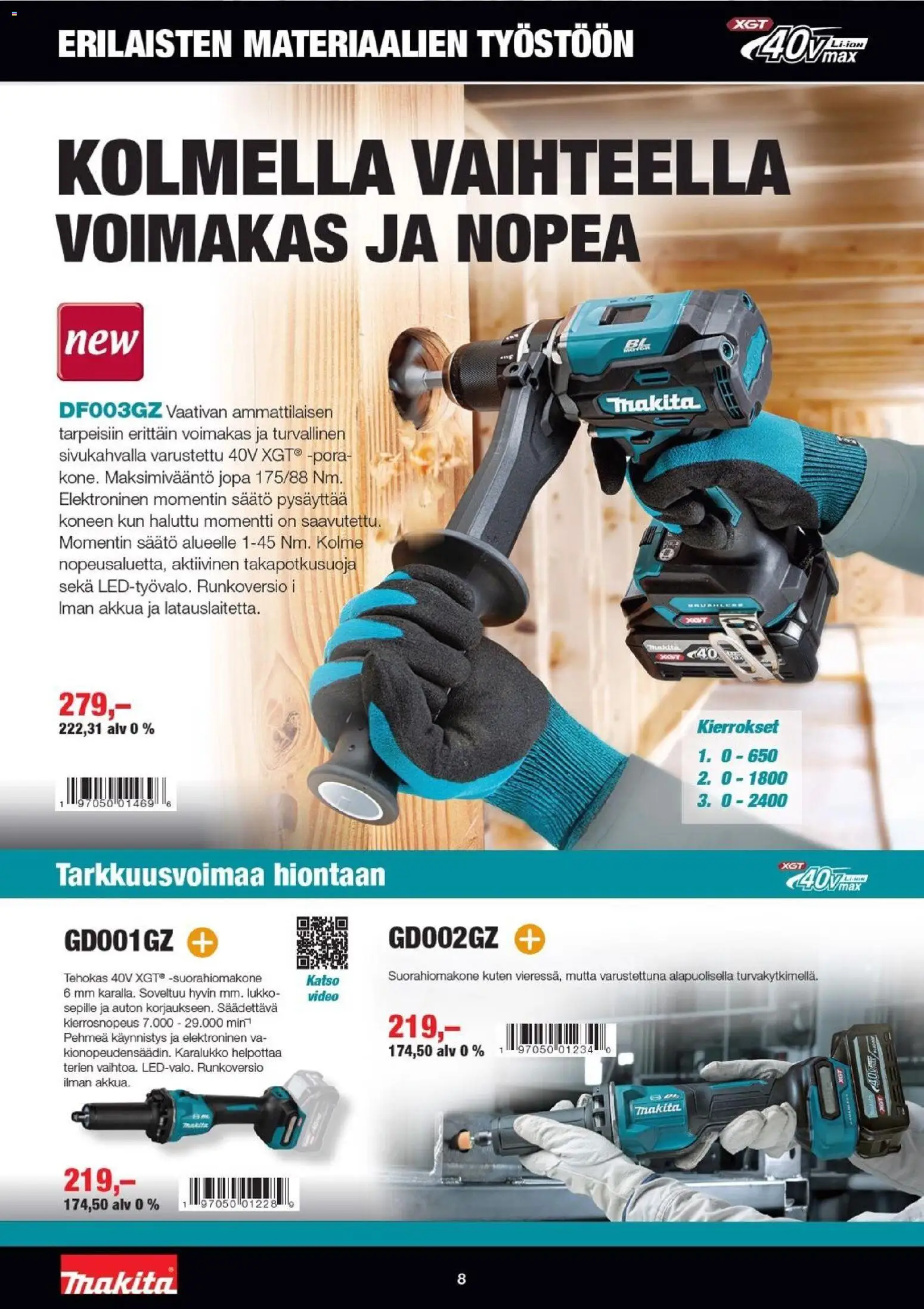 Makita tarjoukset – voimassa 01/01/2026 alkaen | Sivu: 8 | Tuotteet: Lukko, Pora, Video