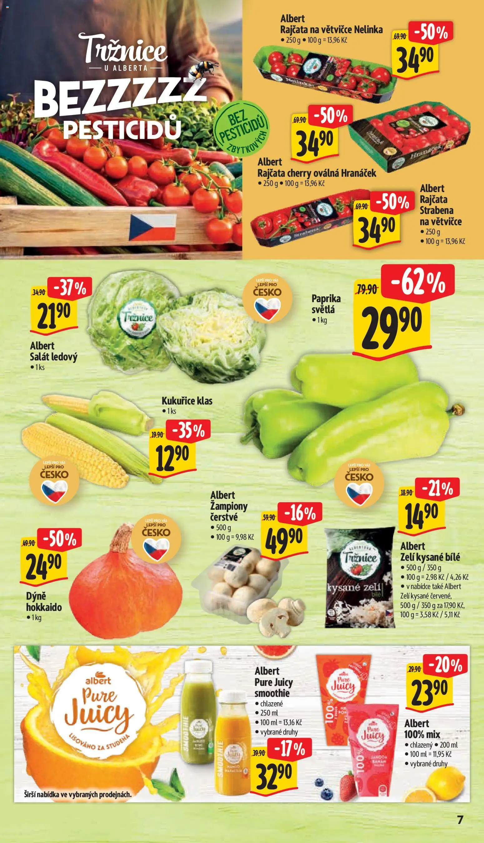 Albert leták - Supermarket od 19.08.2026 | Strana: 13 | Produkty: Žampiony, Kukuřice, Paprika, Ledový salát