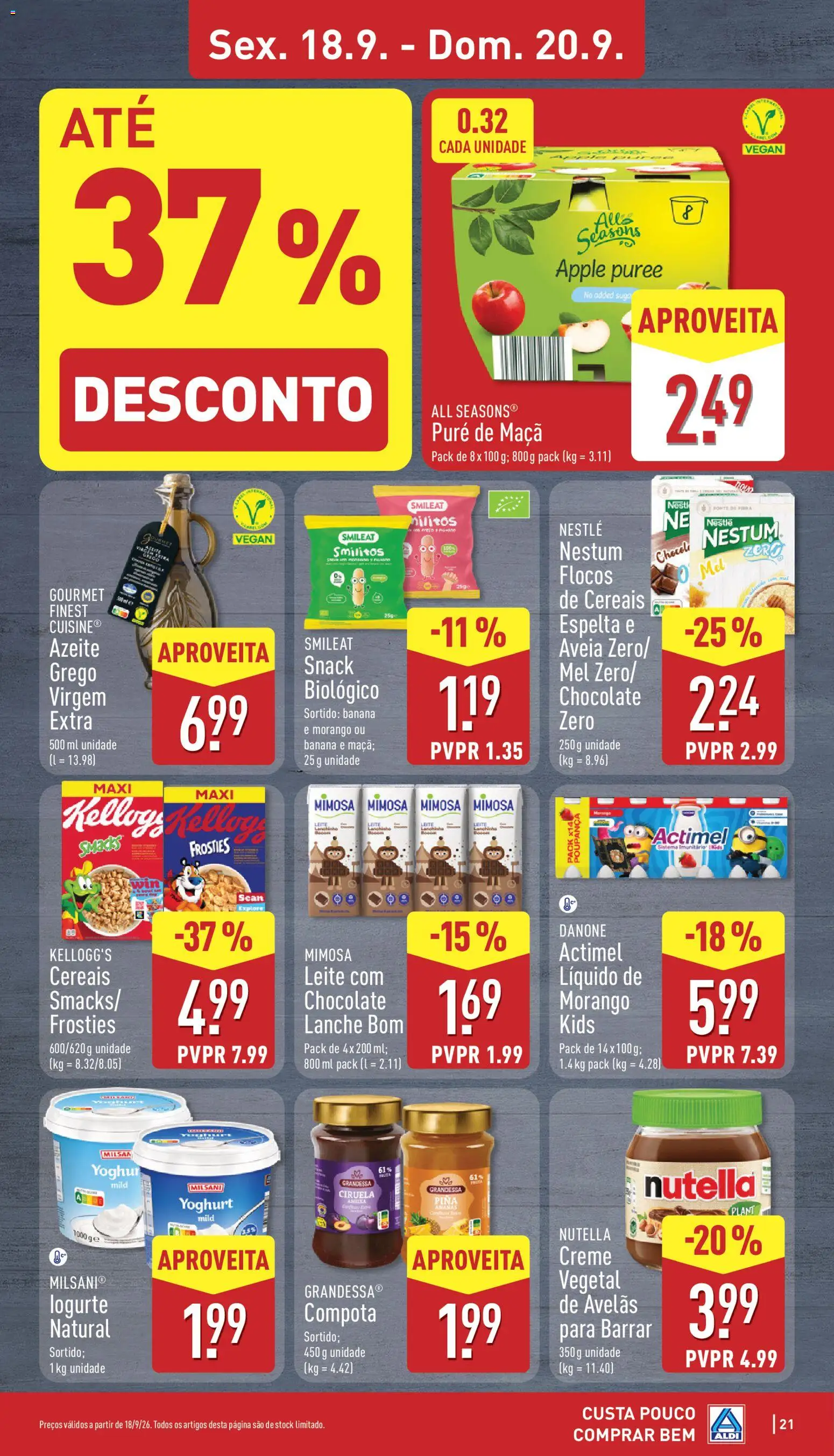 Aldi folheto │ válido de 14/09/2026 | Página: 21 | Produtos: Aveia, Purê de maçã, Avelãs, Nestlé