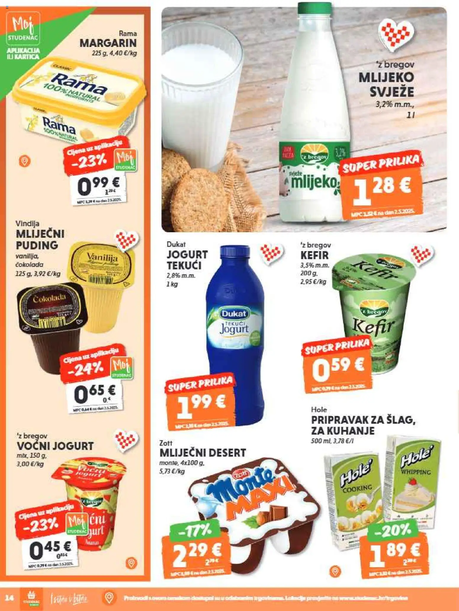 Studenac katalog | vrijedi od 06.05.2026 | Stranica: 14 | Proizvodi: Vindija, Mlijeko, Jogurt, Kefir