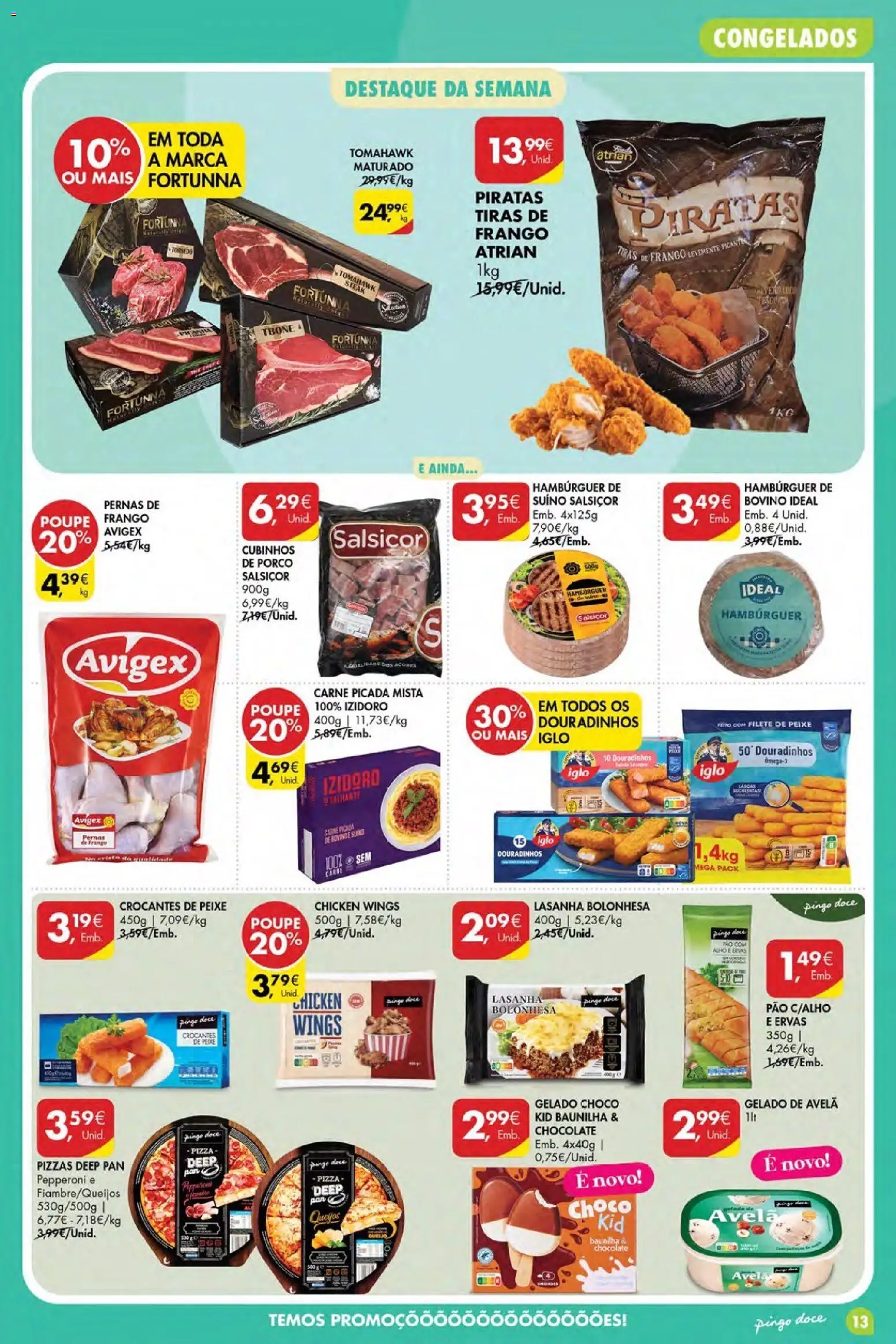 Pingo Doce folheto Poupe Esta Semana Açores │ válido de 22/10/2026 | Página: 13 | Produtos: Lasanha, Tiras de frango, Carne, Alho