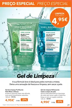 Pré-visualização Gel de Limpeza Purificante Pele Mista a Oleosa, A textura aparenta estar mais afinada, com poros visivelmente reduzidos. 125 ml - 19173 válido de 03.06.2026 | Página: 29 | Produtos: Gel de limpeza