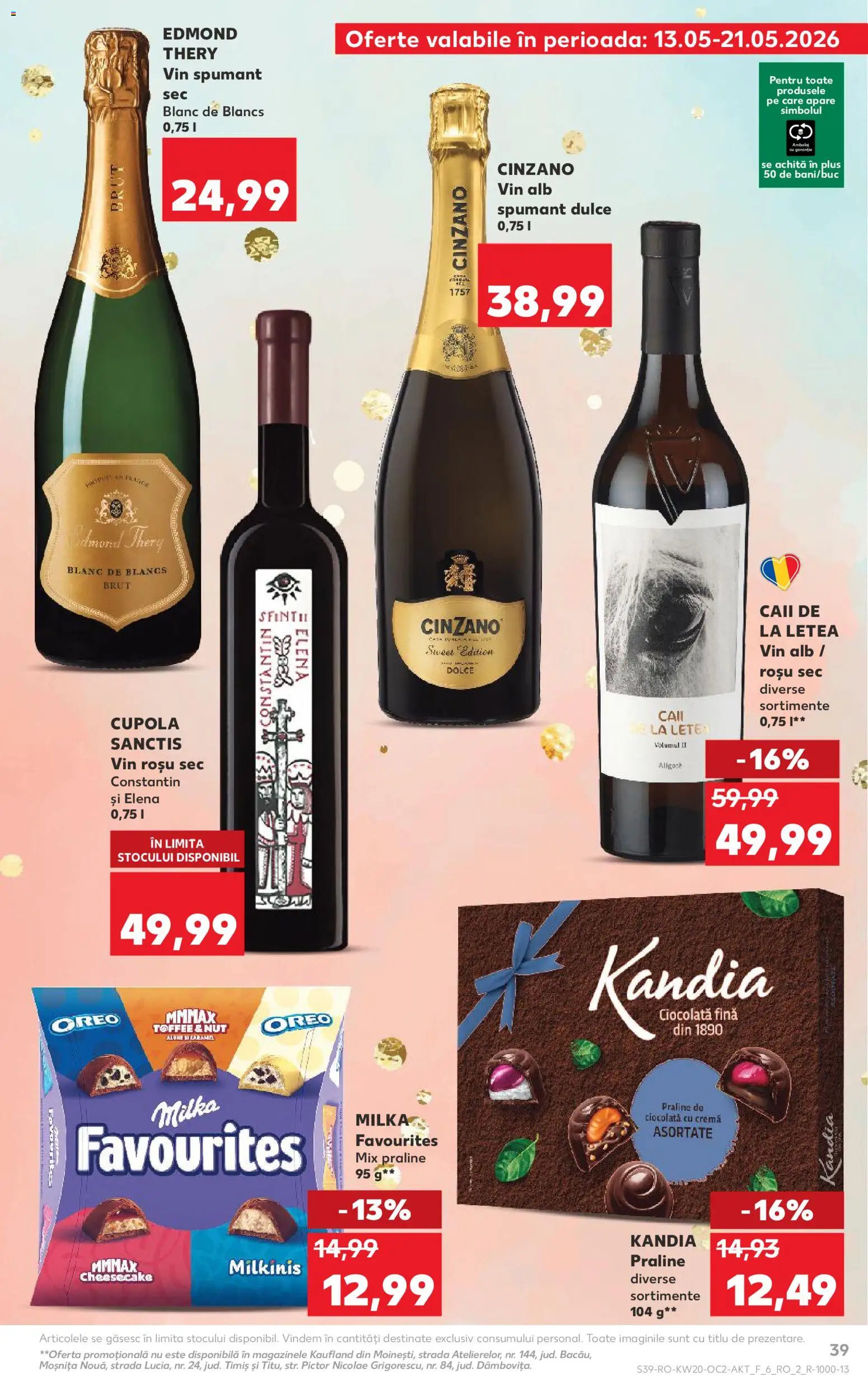Noul catalog Kaufland – valabil de la 13.05.2026 | Pagină: 39 | Produse: Alune, Praline, Cremă, Vin