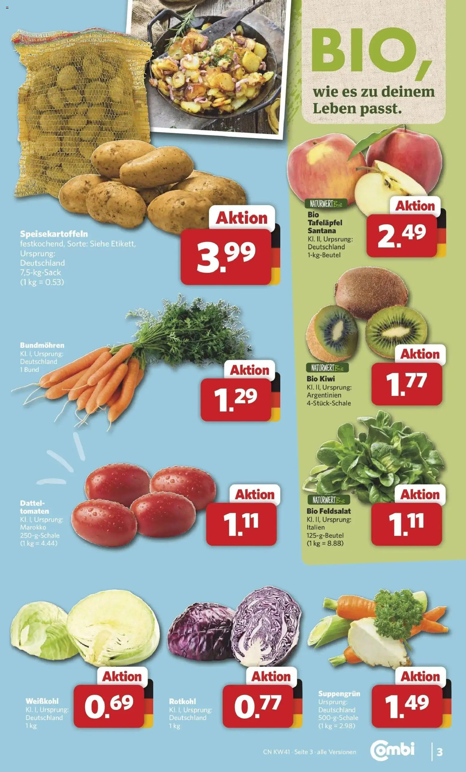 Combi Prospekt Detmold (ab 05.10.2026) zum Blättern | Seite: 3 | Produkte: Rotkohl, Tomaten, Dattel, Kiwi