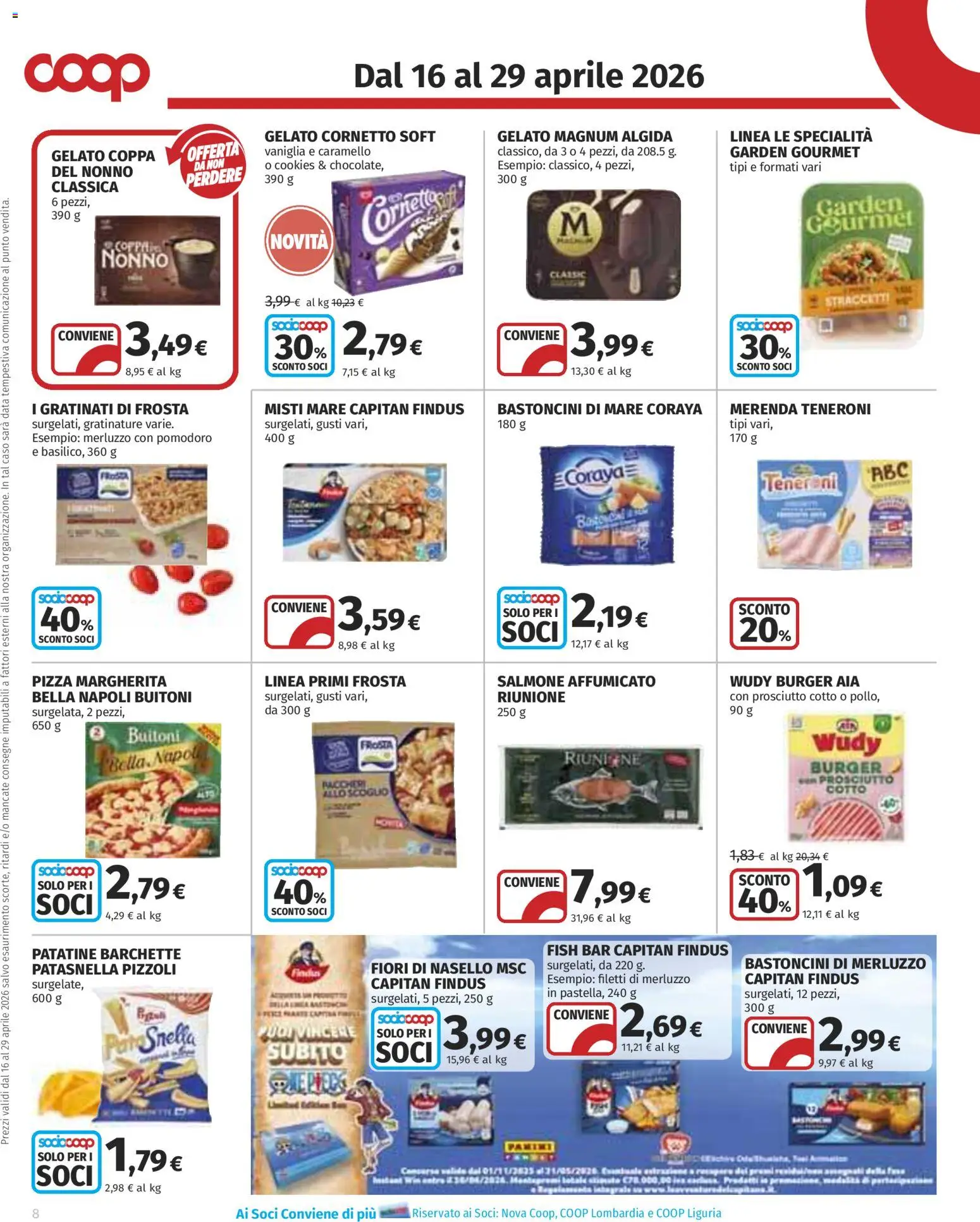 Volantino COOP del 16.04.2026 | Pagina: 8 | Prodotti: Salmone affumicato, Prosciutto Cotto, Data, Nasello