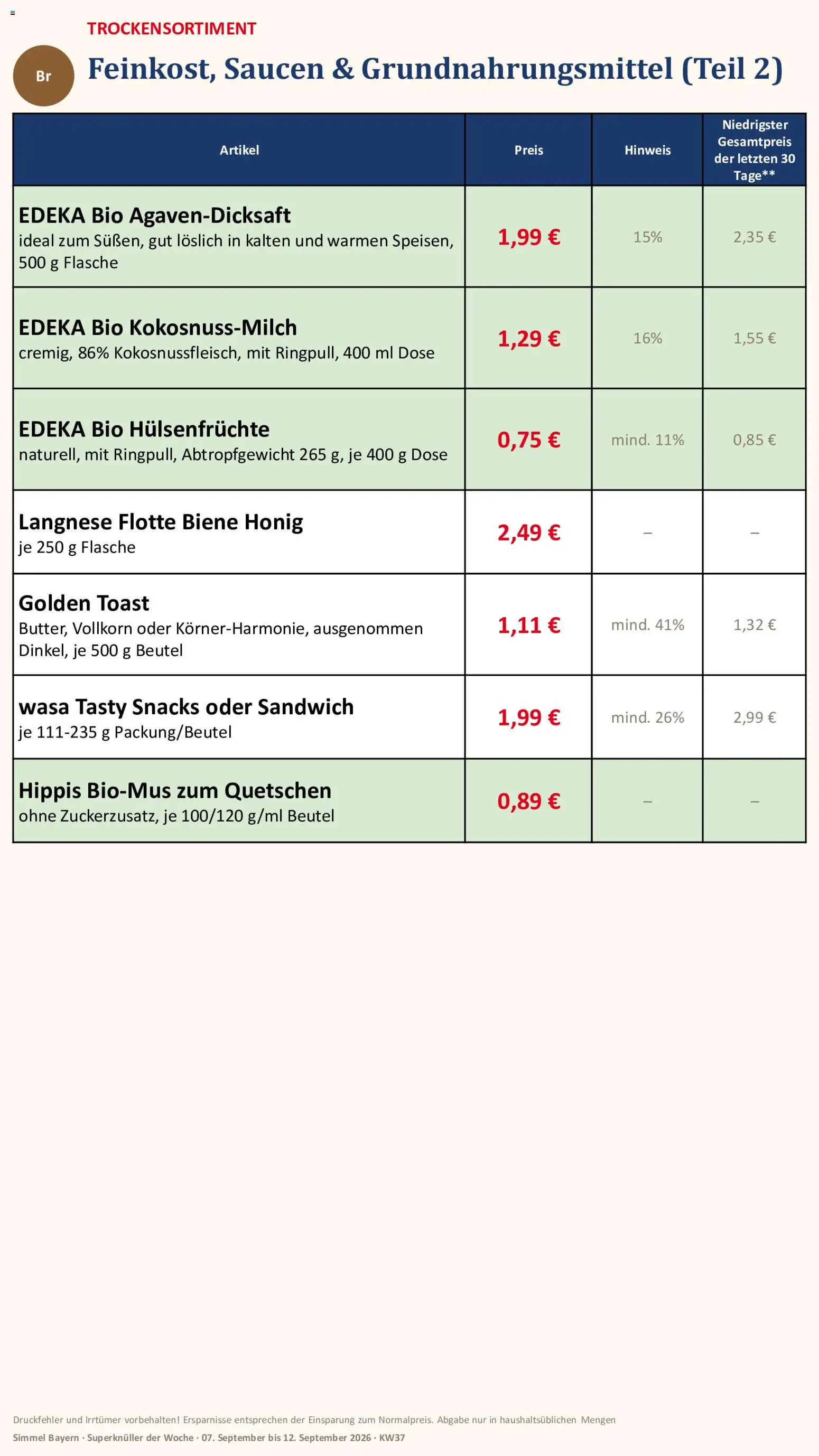 Simmel Bayern – gültig ab 07.09.2026 | Seite: 9 | Produkte: Langnese, Toast