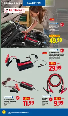 LIDL - Prévisualisation de ULTIMATE SPEED Chargeur de batterie pour voiture, ULTIMATE SPEED Chargeur de batterie pour voiture L'unité. valide à partir de 17/09/2026 | Page: 56 | Produits: Étui, Câbles de démarrage, Batterie, Chargeur de batterie pour voiture