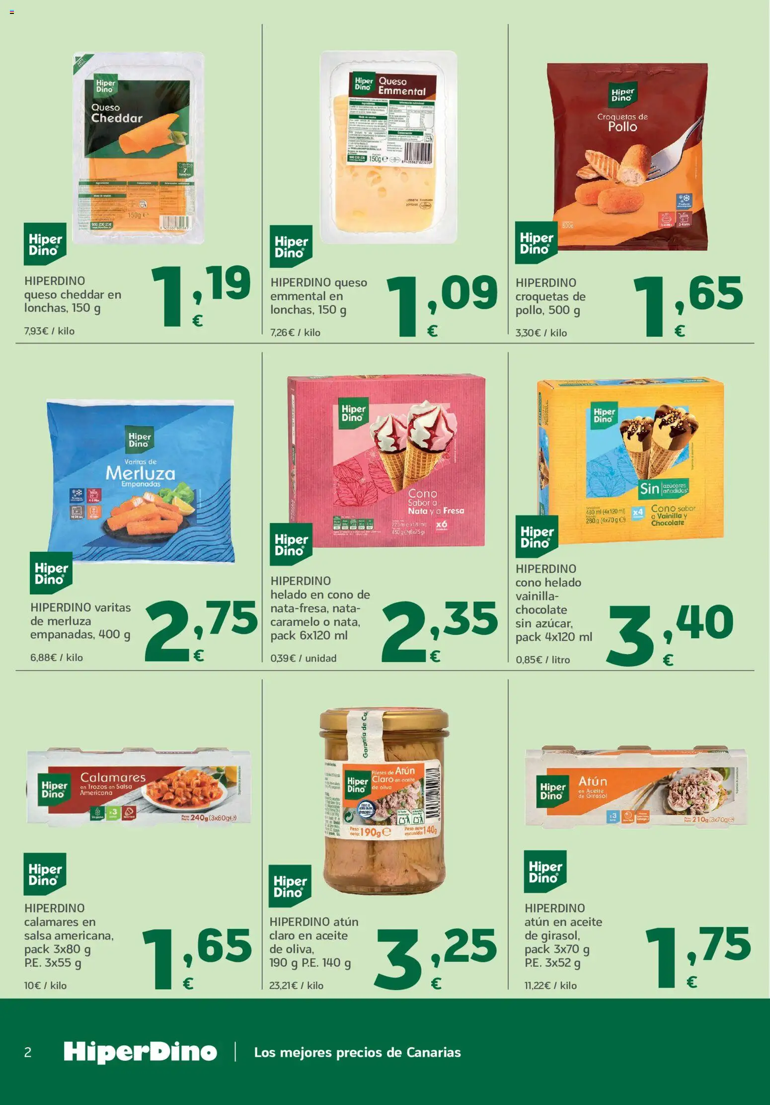 HiperDino Nuestra marca, tu mejor apuesta │ válido desde el 09/09/2026 | Página: 2 | Productos: Queso Cheddar, Atún, Aceite, Croquetas