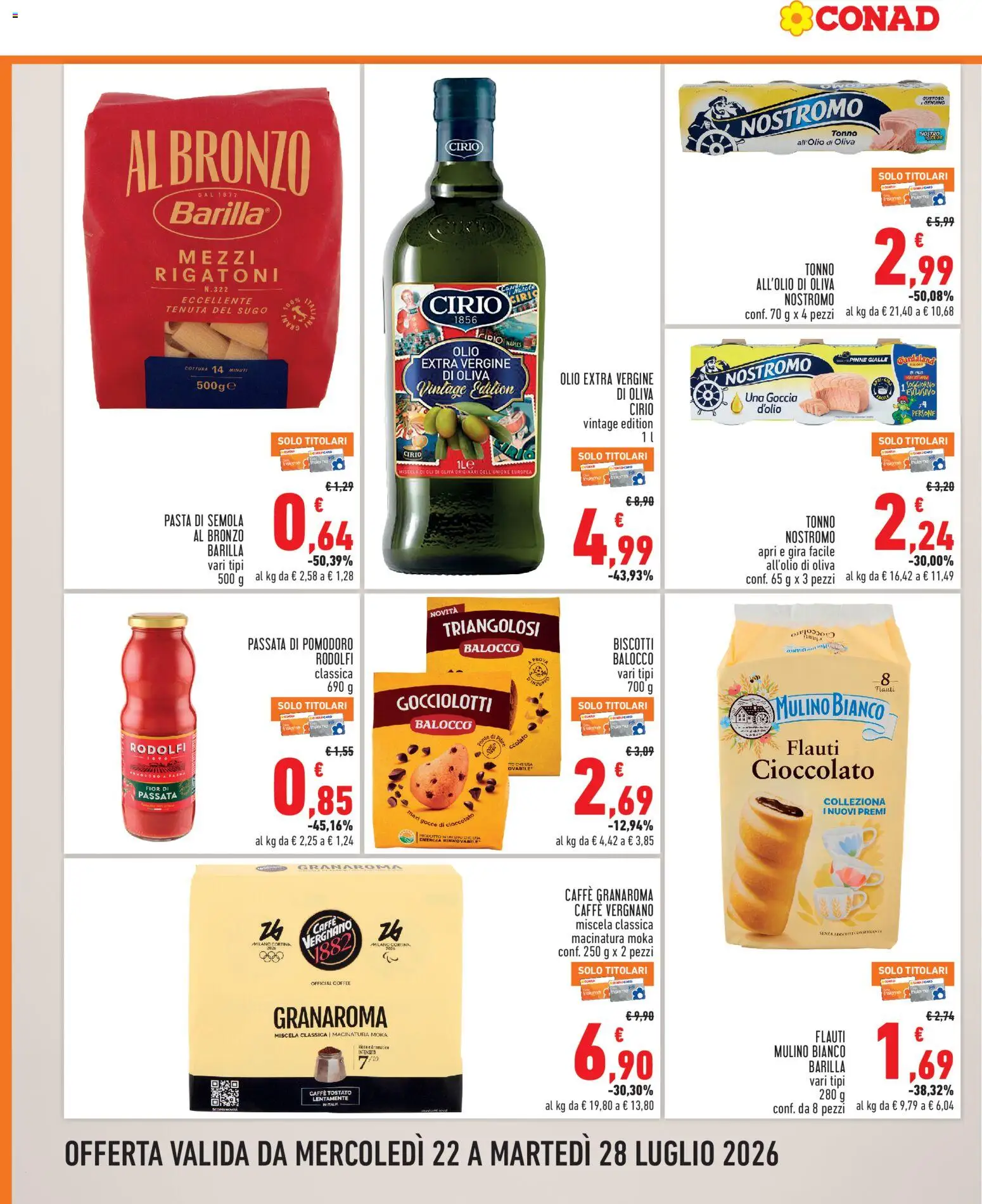 Volantino Conad del 22/07/2026 | Pagina: 6 | Prodotti: Cioccolato, Pomodoro, Tonno, Sugo