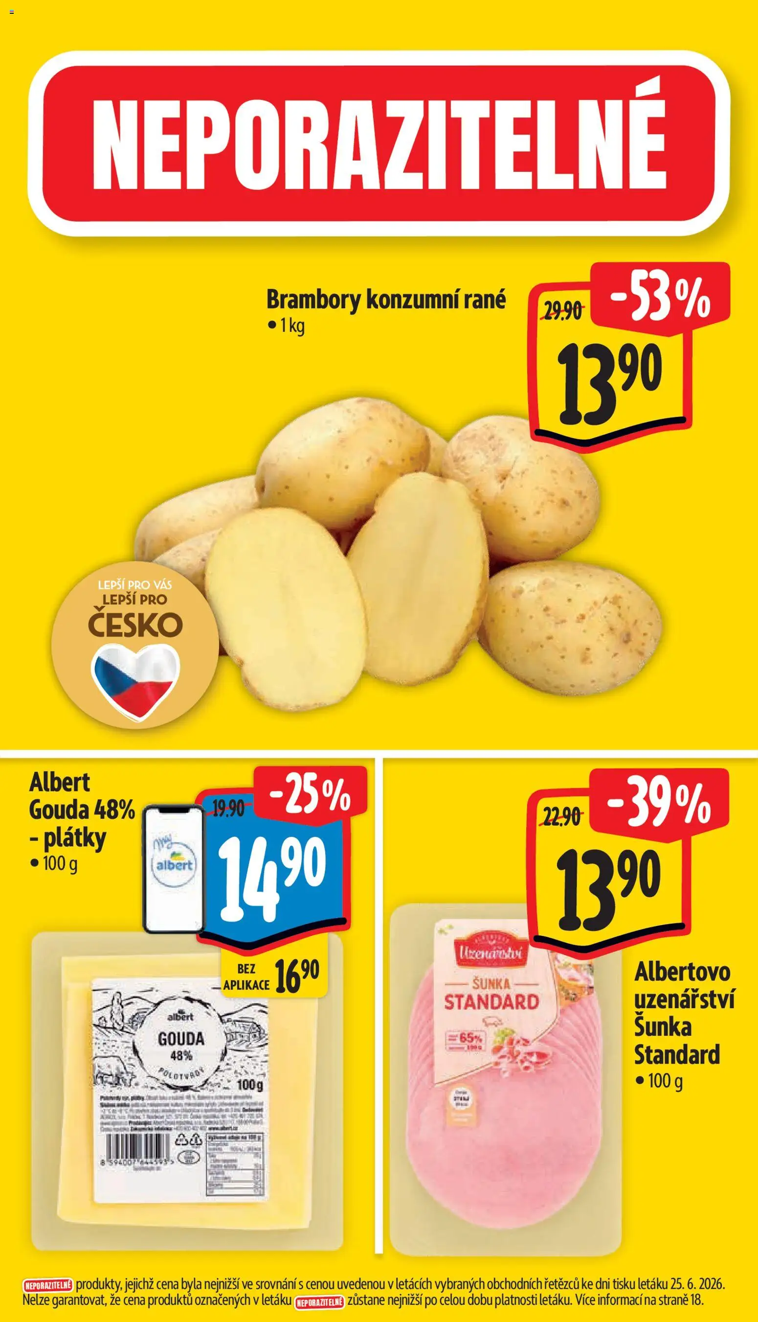 Albert leták - Supermarket od 01.07.2026 | Strana: 3 | Produkty: Gouda, Šunka, Brambory