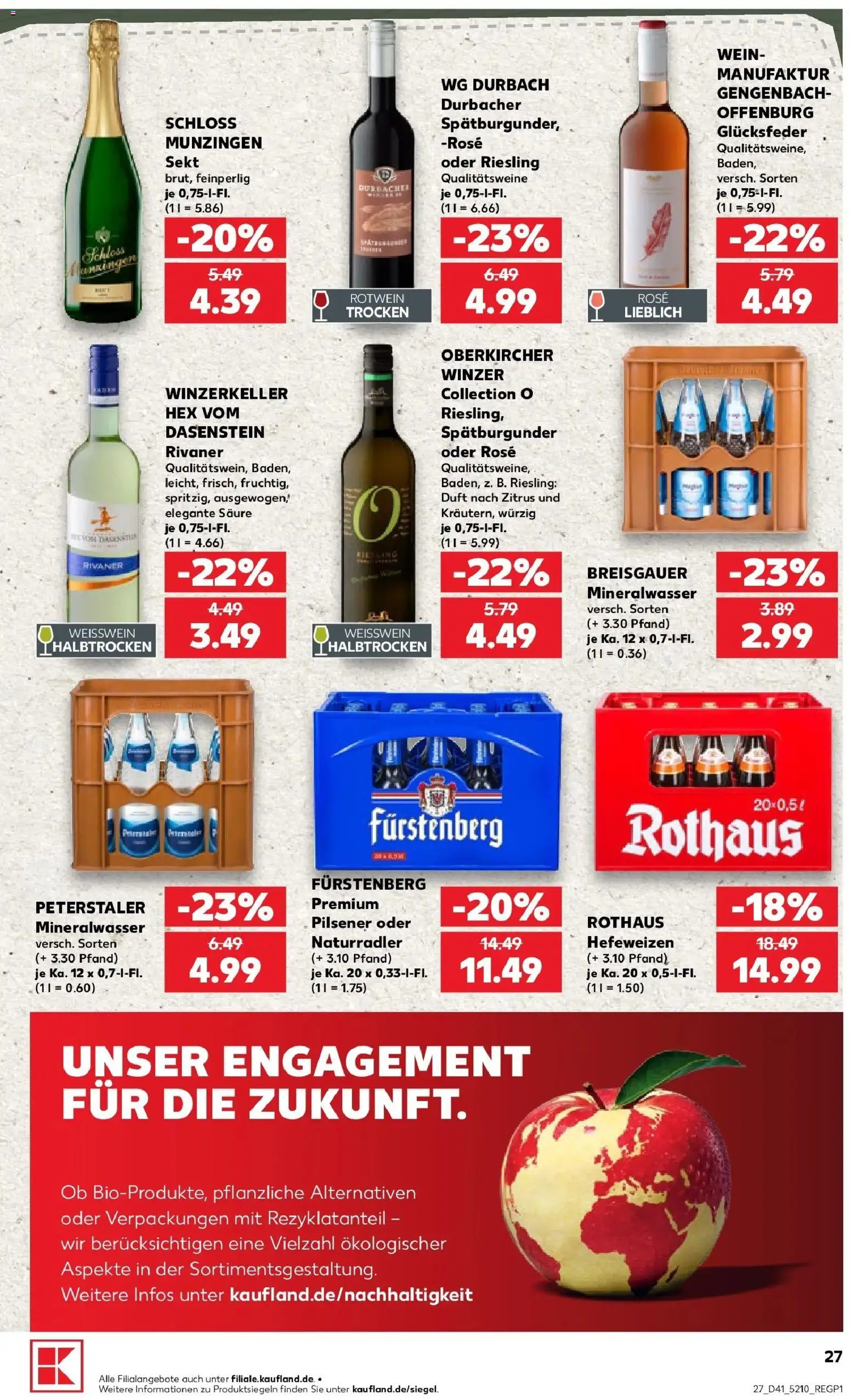 Prospekt Kaufland ab 08.10.2026 » Angebote Online zum Blättern | Seite: 27 | Produkte: Weißwein, Sekt, Mineralwasser, Wein