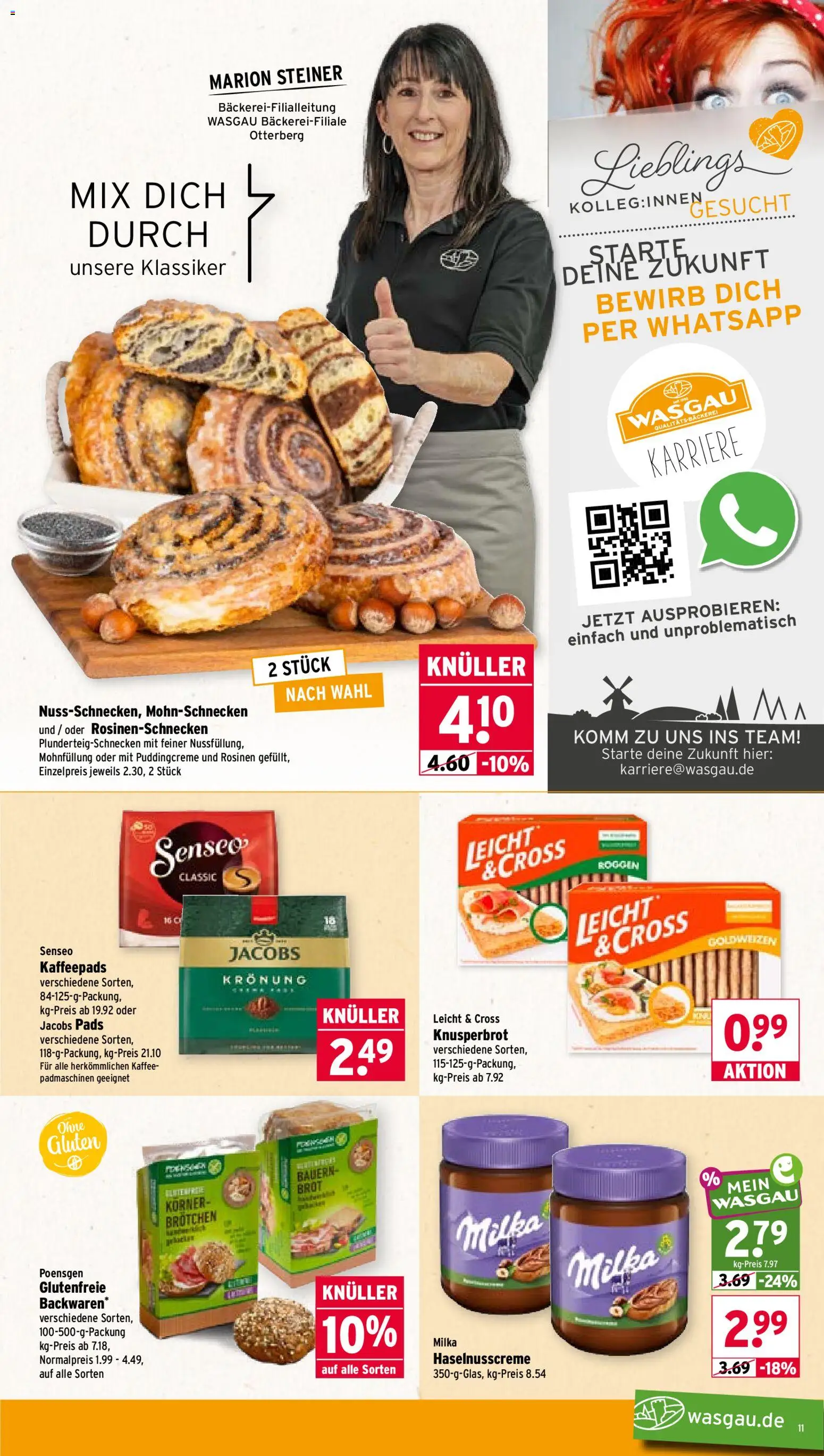 Wasgau Prospekt – gültig ab 28.09.2026 | Seite: 11 | Produkte: Kaffeepads, Bäckerei, Milka, Rosinen