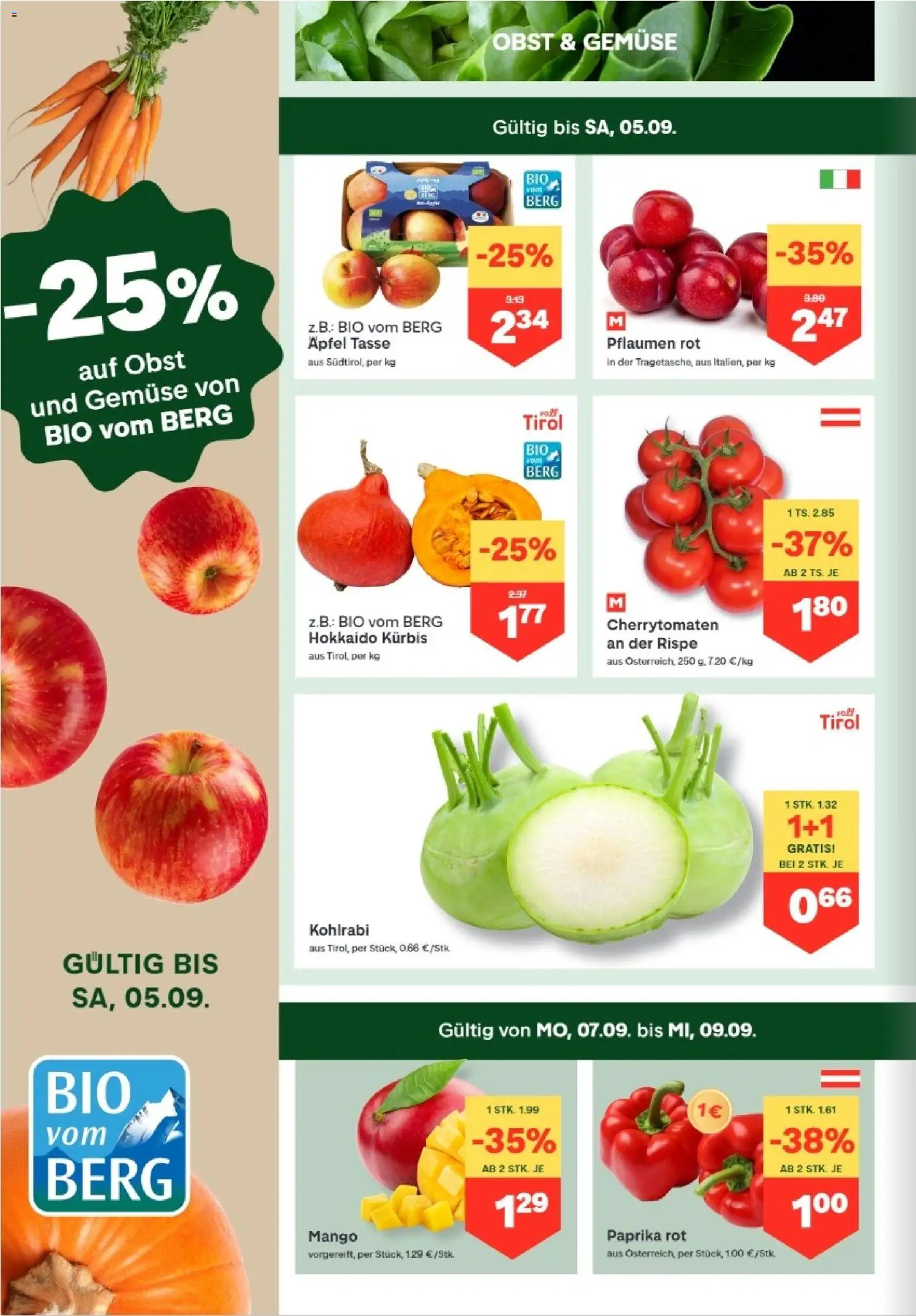 MPREIS Dellach im Drautal gültig ab 03.09.2026 | Seite: 2 | Produkte: Gemüse, Obst, Kürbis, Äpfel