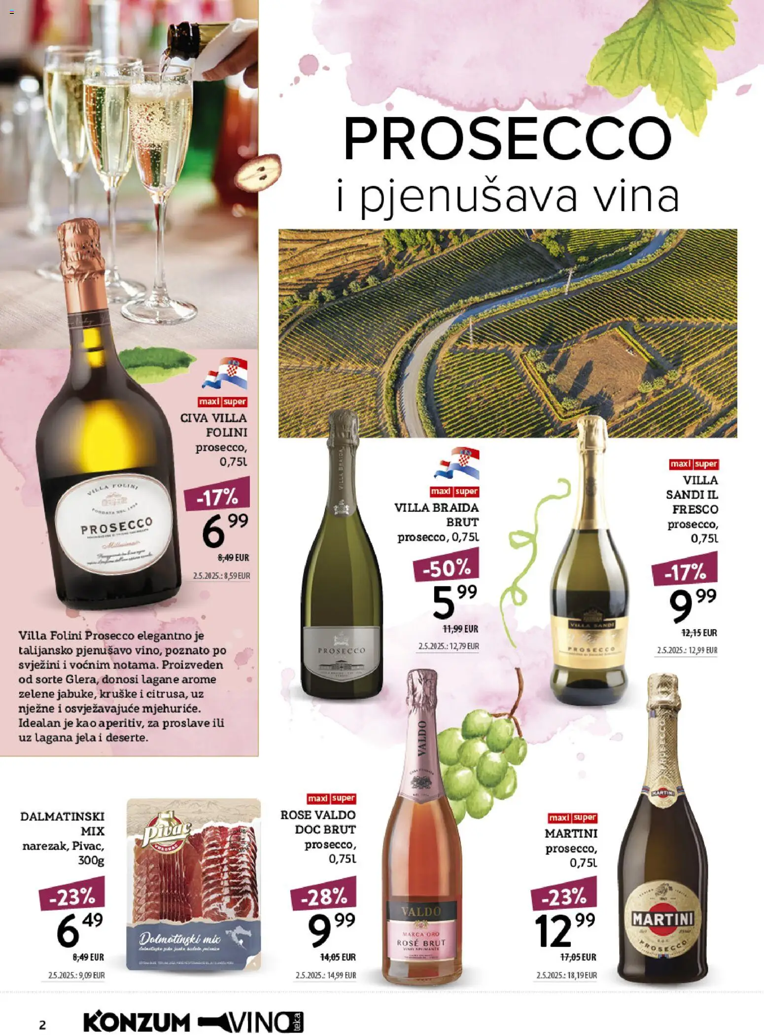 Konzum HR akciós ujság - amely érvényes a következő dátumtól: 2026.10.12. | Oldal: 2 | Termékek: Martini, Prosecco, Rosé