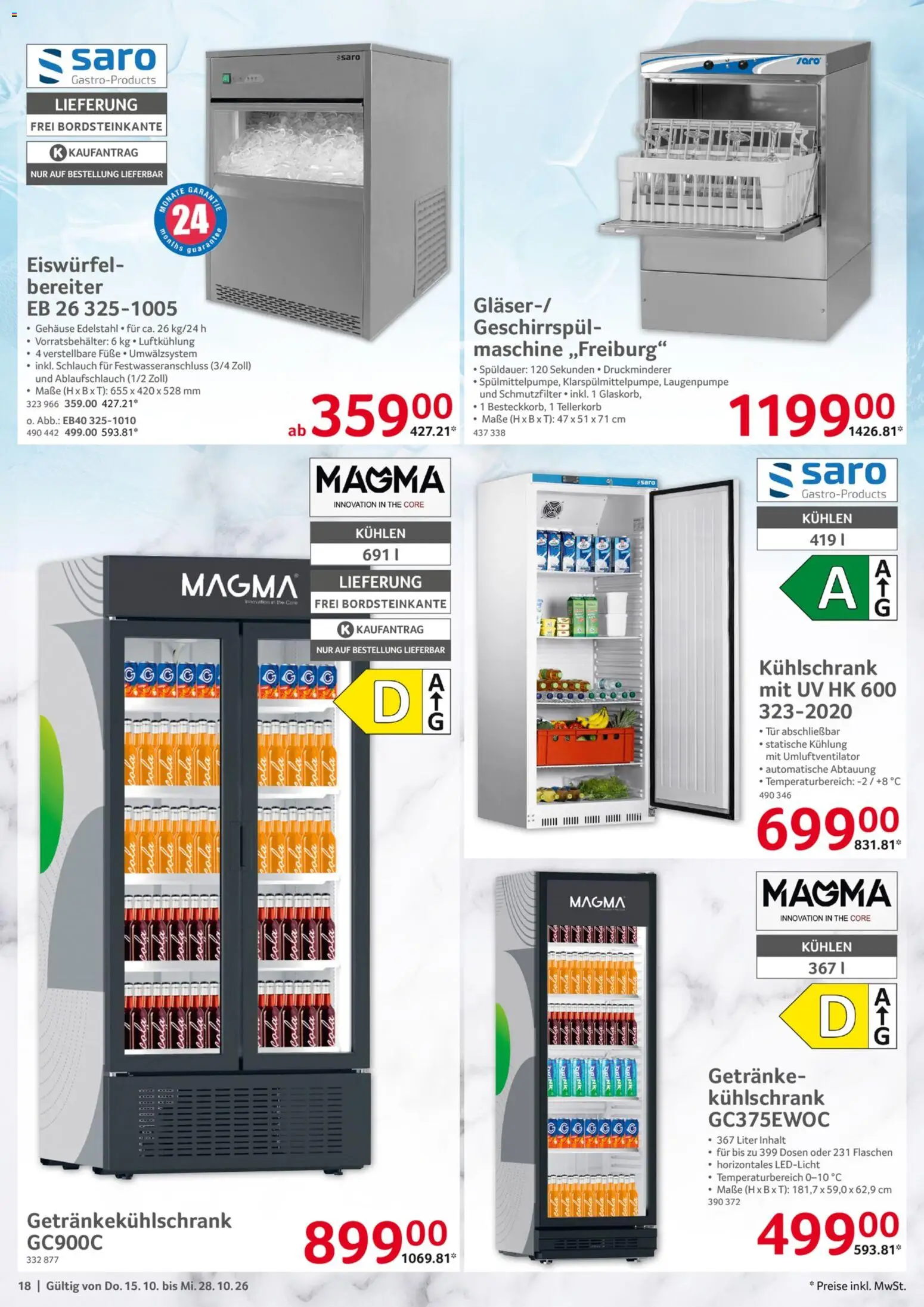 Selgros Gastronomie – gültig ab 15.10.2026 | Seite: 18 | Produkte: Cola, Tür, Kühlschrank