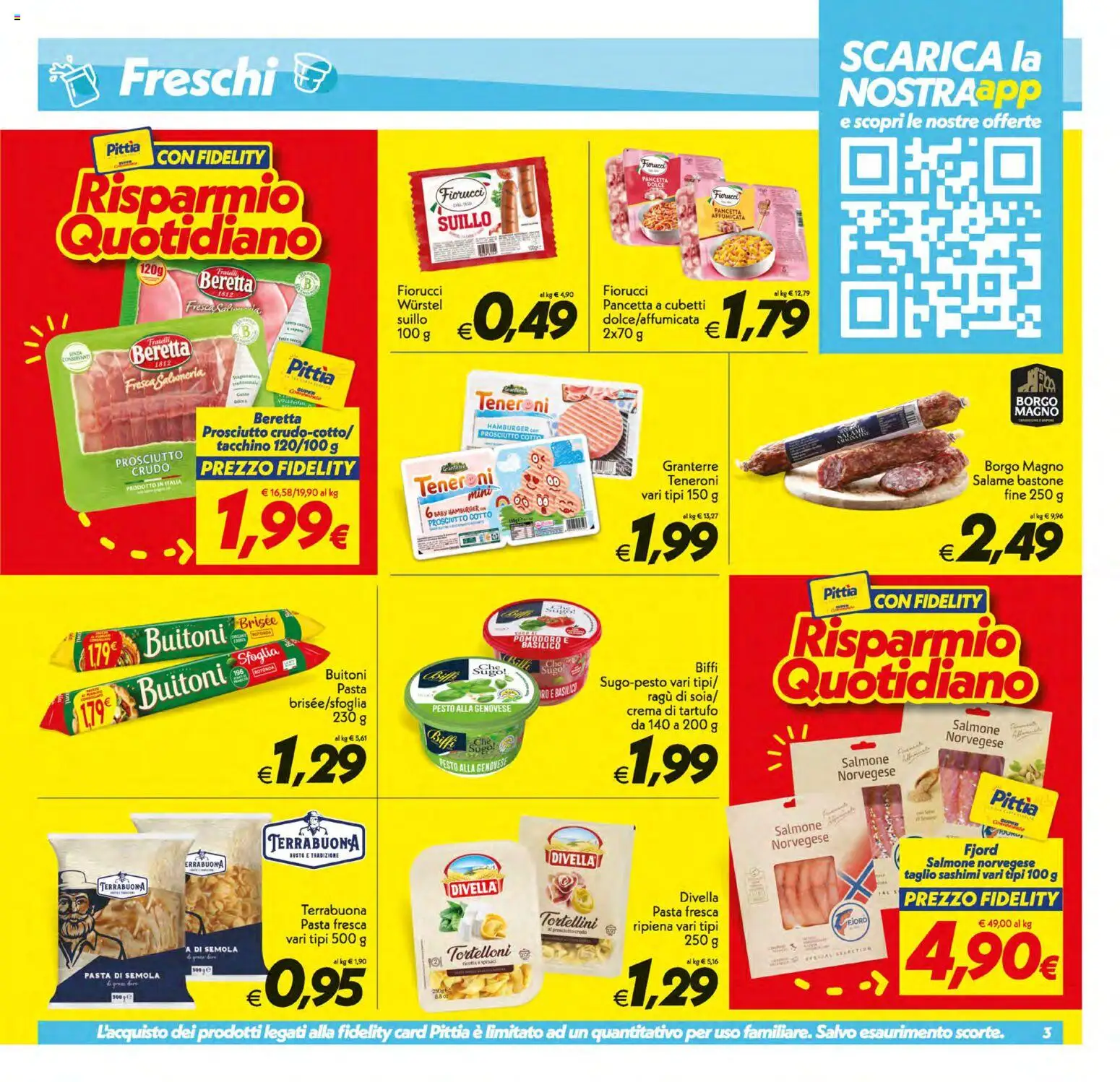 Volantino SuperConveniente del 21/08/2026 | Pagina: 3 | Prodotti: Salame, Pancetta, Wurstel, Sugo