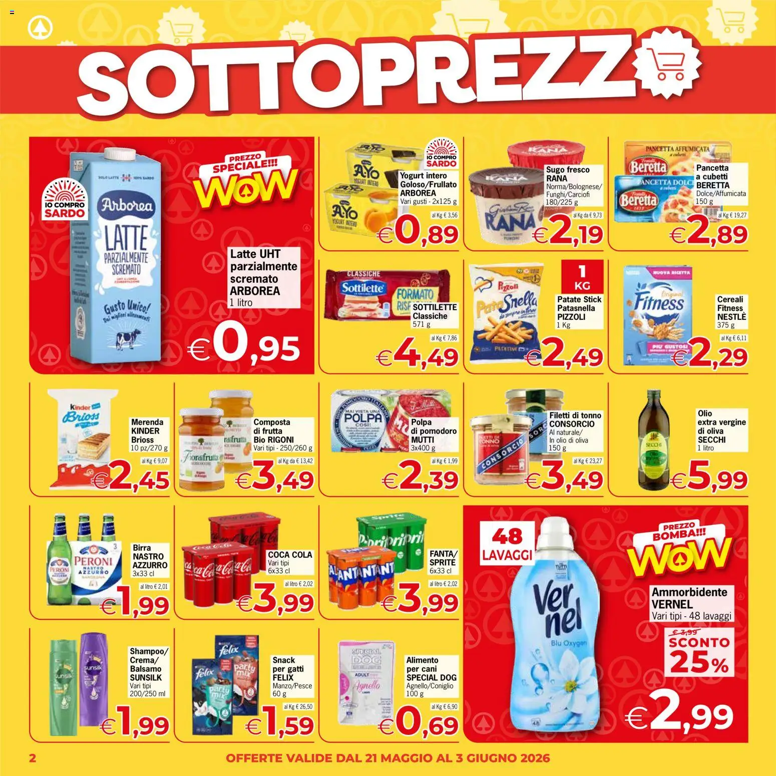 Volantino Despar del 21.05.2026 | Pagina: 2 | Prodotti: Ammorbidente, Latte, Tonno, Mutti