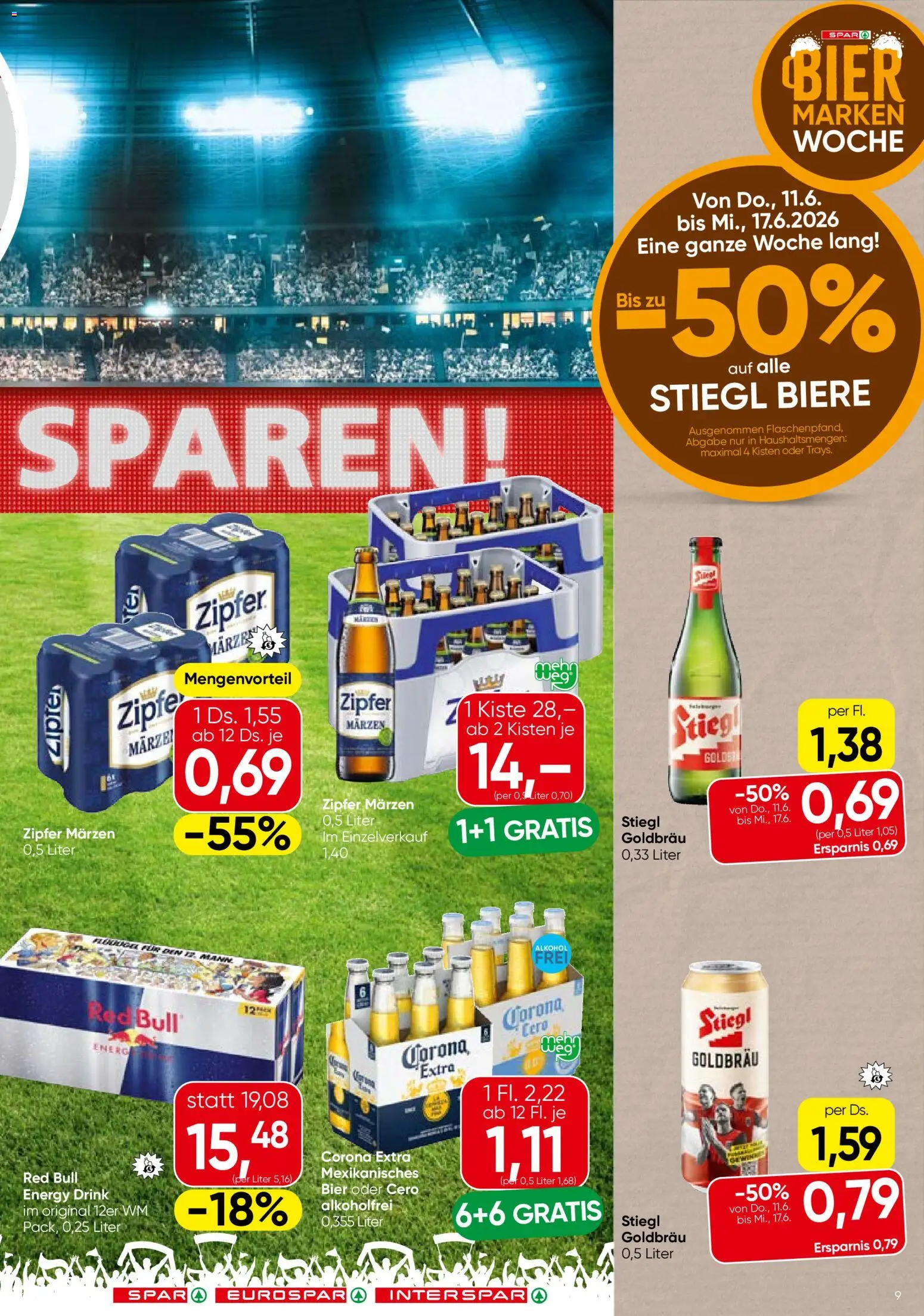 Spar Flugblatt - Salzburg gültig ab 11.06.2026 | Seite: 9 | Produkte: Bier