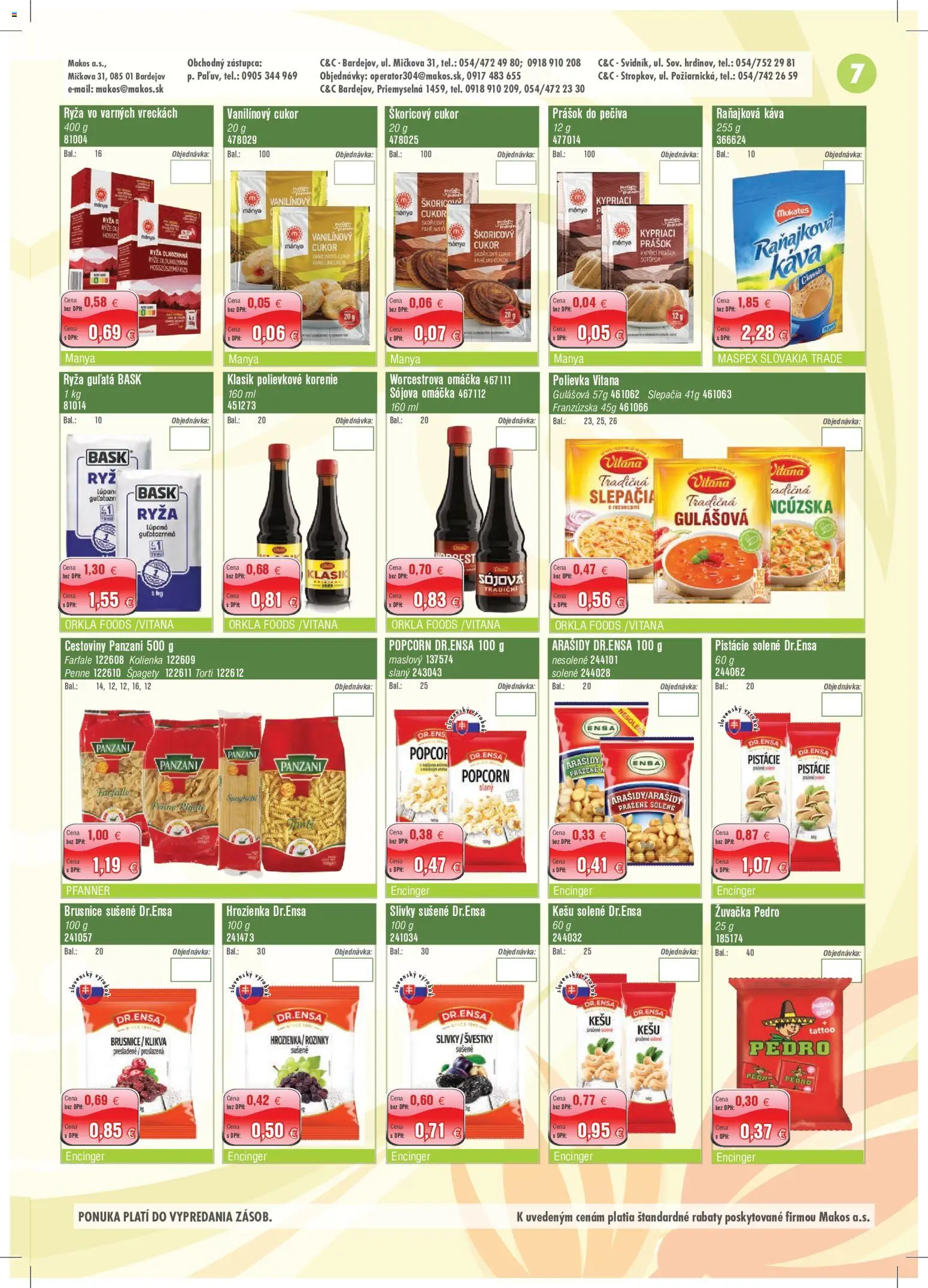 Nové Makos akcie – leták je platný od 01.06.2026 | Strana: 7 | Produkty: Cestoviny, Prášok do pečiva, Arašidy, Špagety