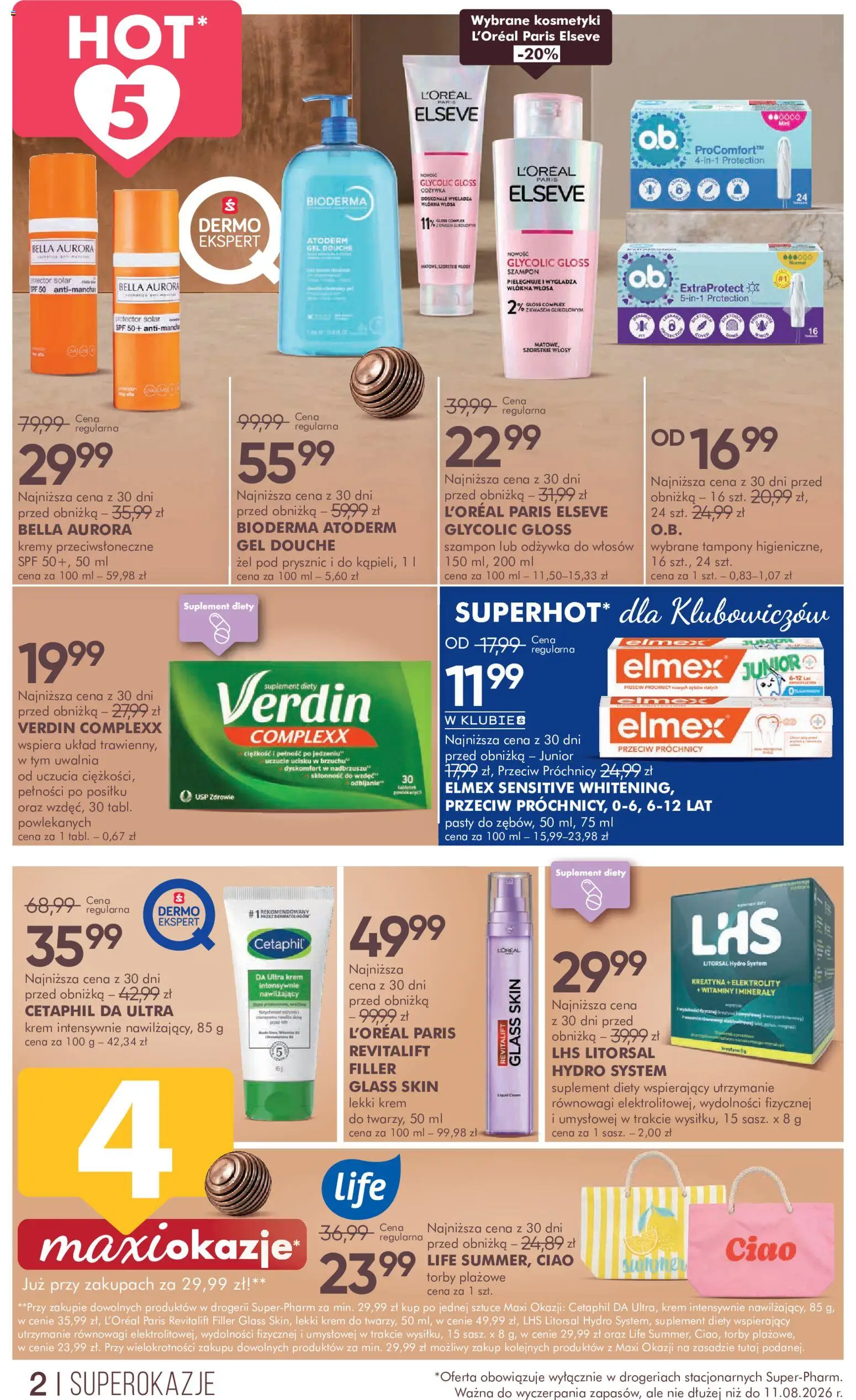 Super-pharm gazetka od 29.07.2026 | Strona: 2 | Produkty: Tampony, Prysznic, Odżywka, Odżywka do włosów