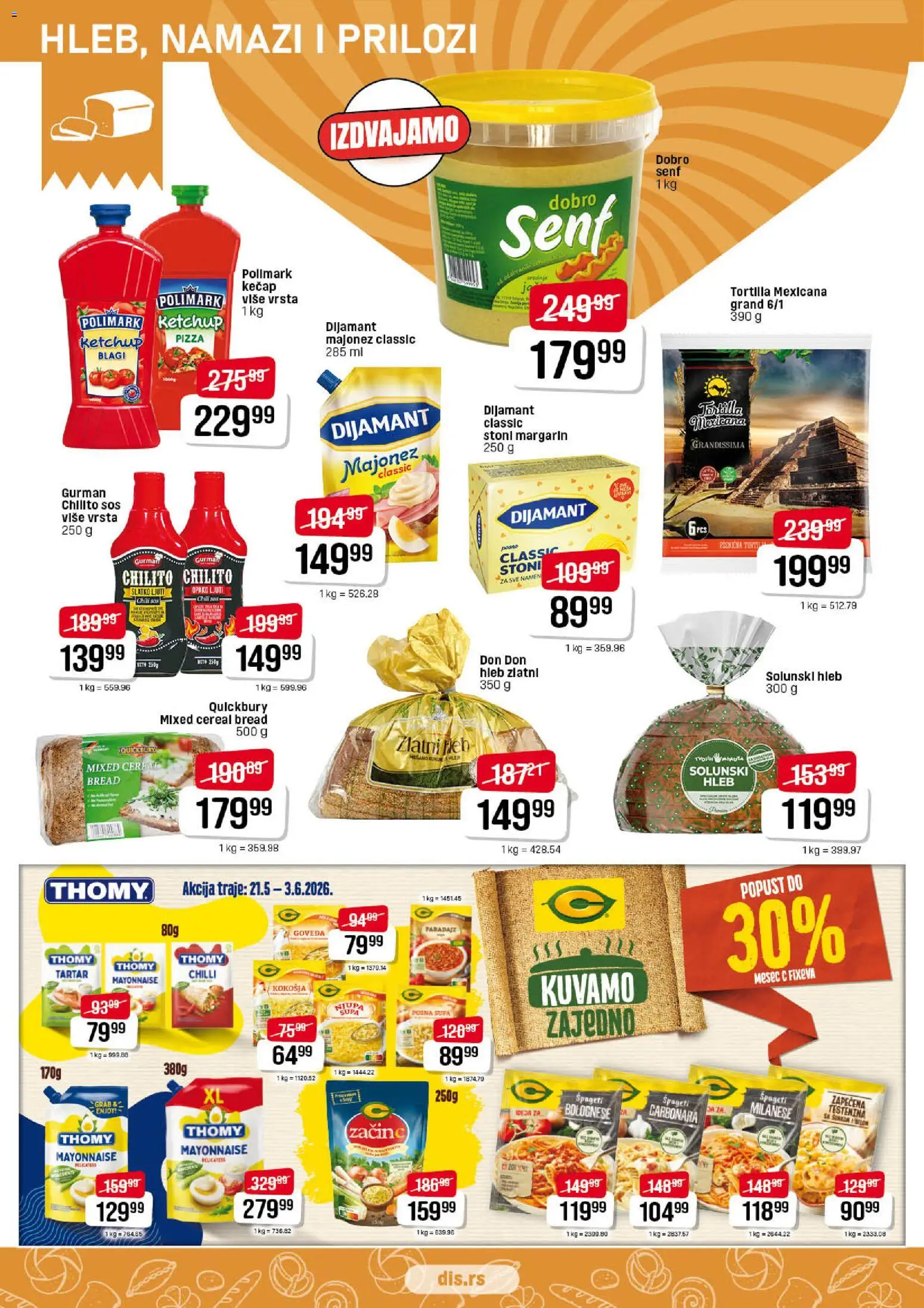 Super DIS katalog - važi od 21.05.2026 | Strana: 6 | Proizvode: Testenina, Senf, Margarin, Sos