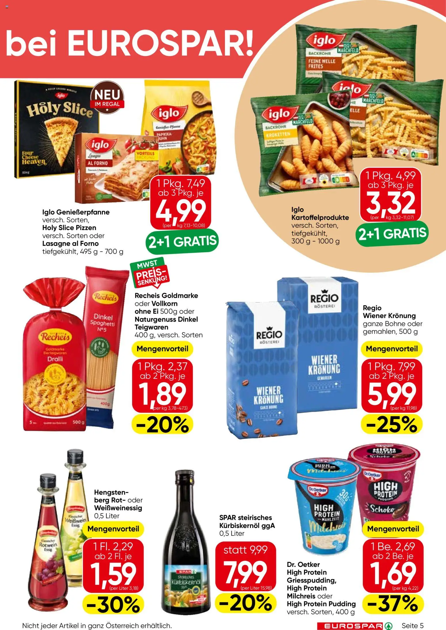 Eurospar Flugblatt gültig ab 16.07.2026 | Seite: 5 | Produkte: Bohne, Weißwein, Regal, Spaghetti