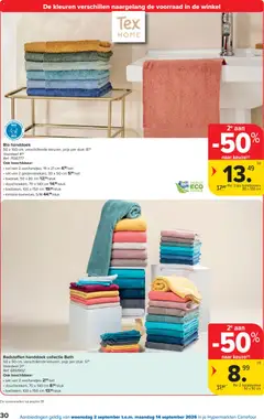 Per 2 handdoeken, 50 x 90 cm - Voorbeeld van een folder van Carrefour, geldig van 02/09/2026 | Pagina: 30