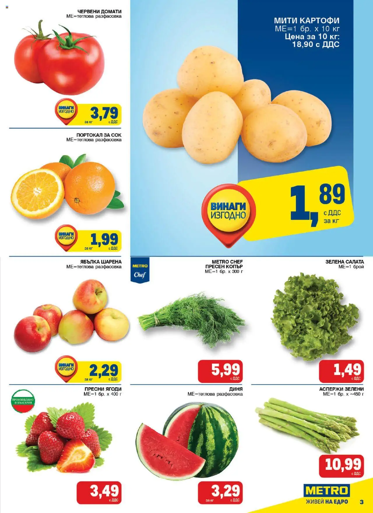 {H1} | Страница: 3 | Продукти: Сок, Ягоди, Салата, Картофи